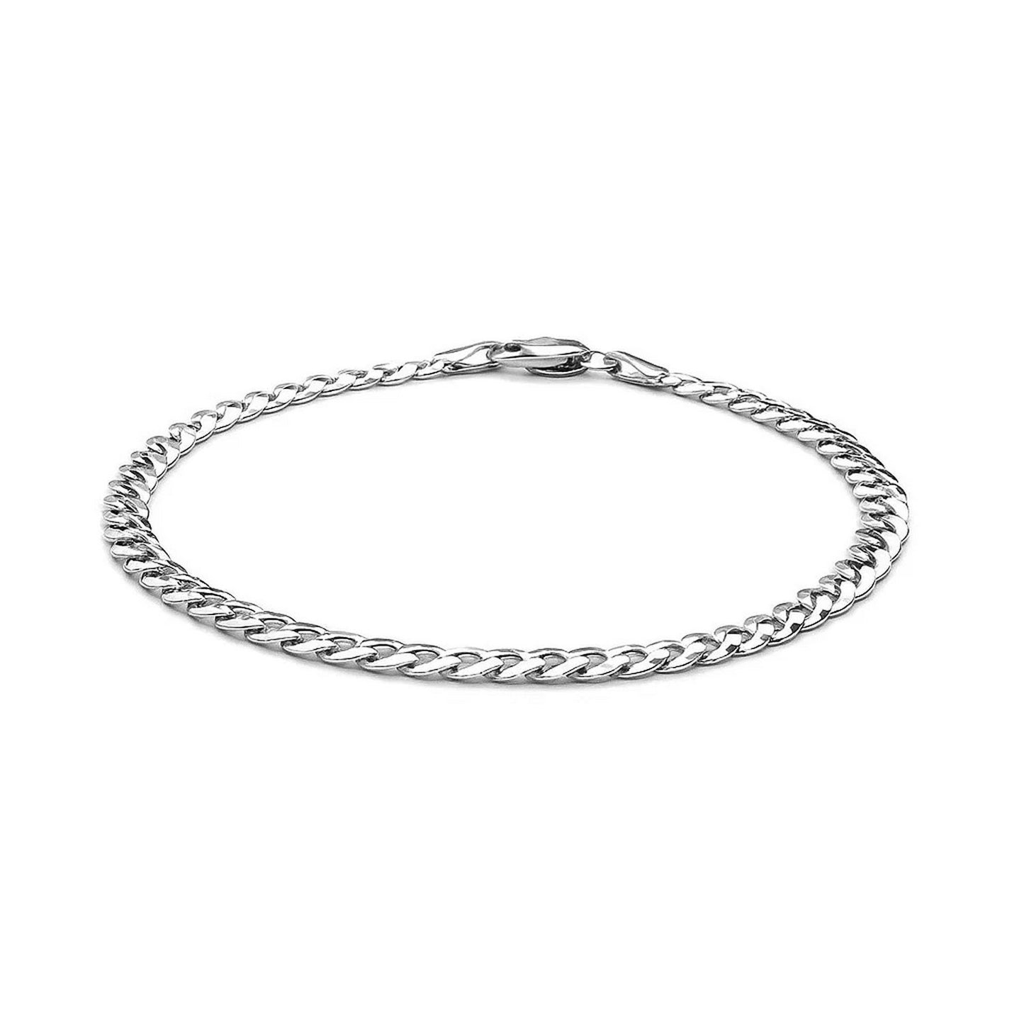 14k White Gold Solid Curb Bracelet (3.60 mm)