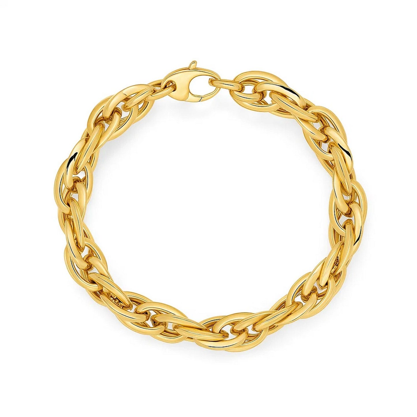Double Oval Link Chain Bracelet in 14k Yellow Gold (10.00 mm)