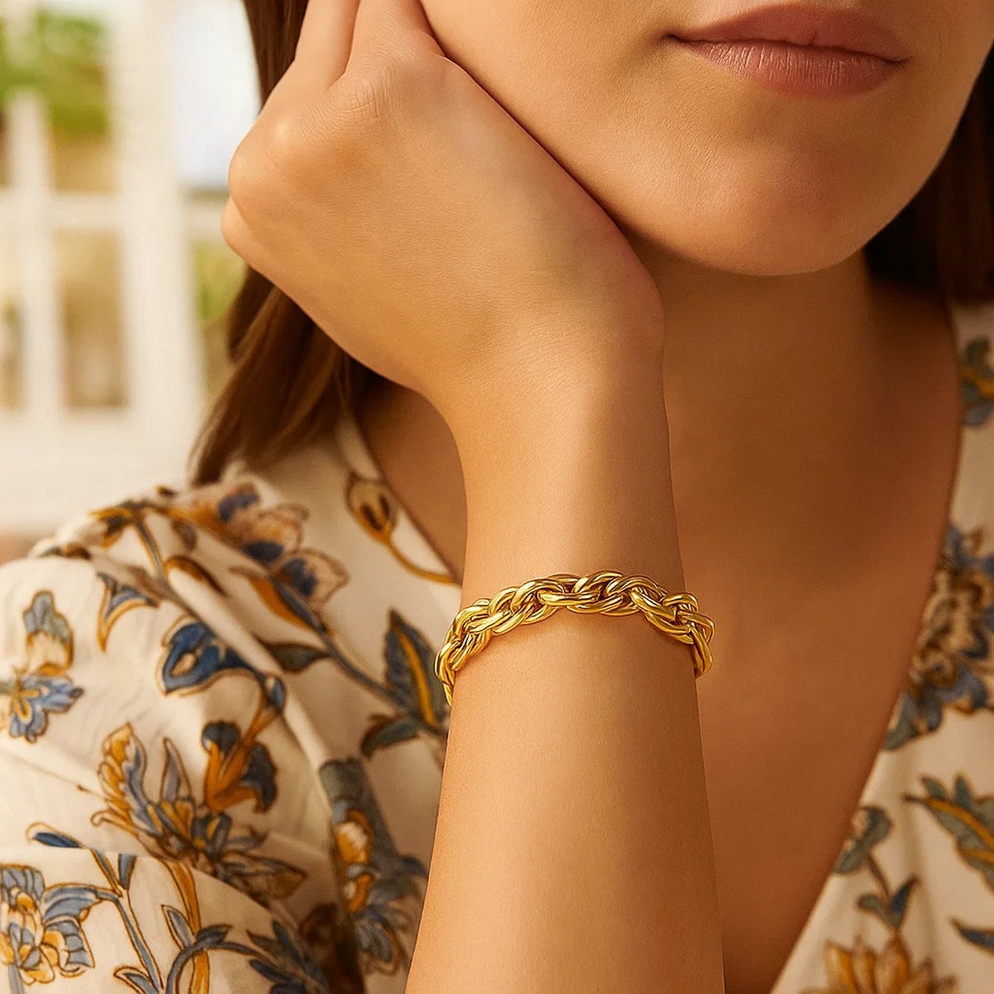 Double Oval Link Chain Bracelet in 14k Yellow Gold (10.00 mm)