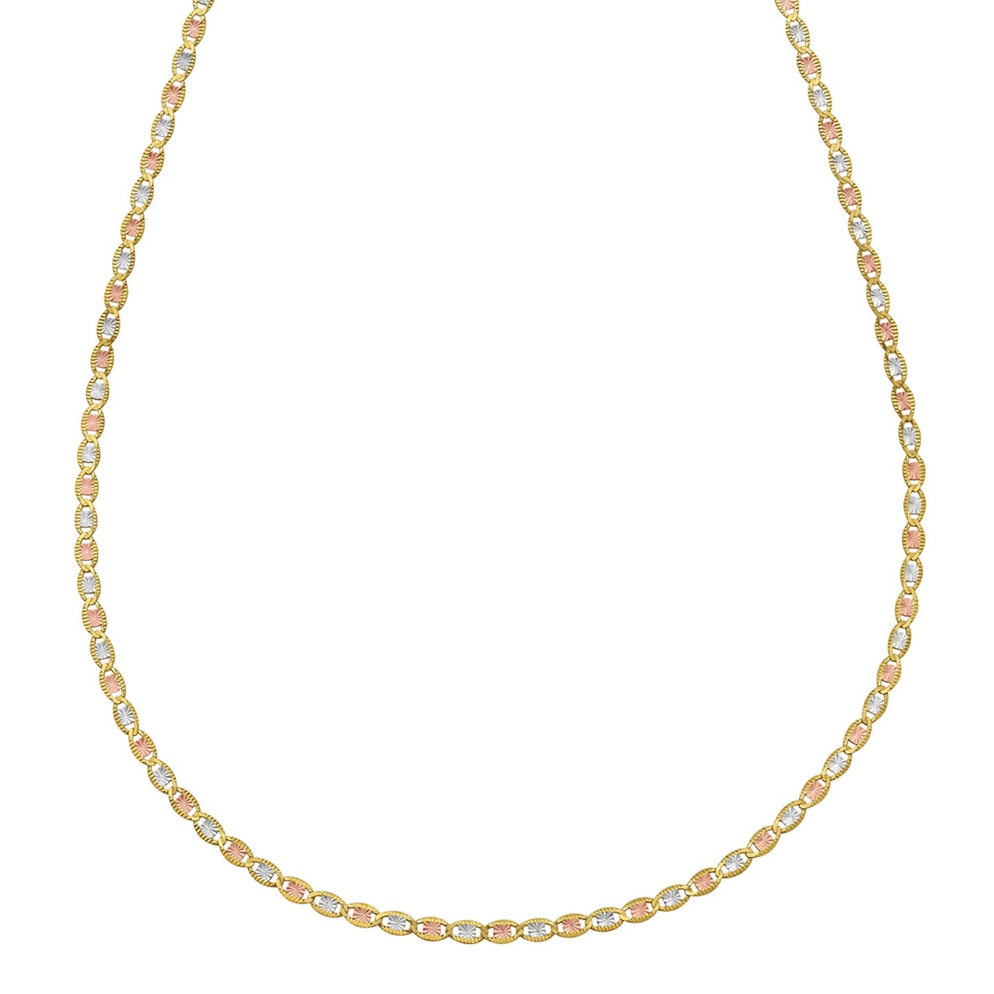 14K Tri Color Gold Pave Valentino Chain (2.00 mm)