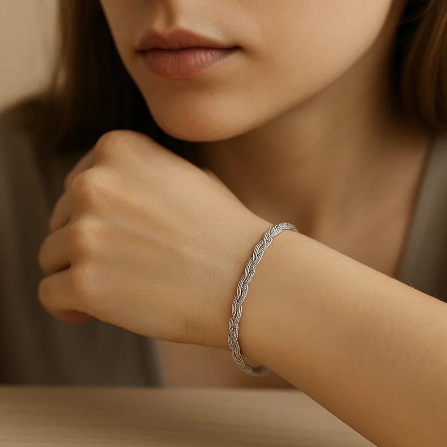 14k White Gold Braided Bracelet (3.50 mm)