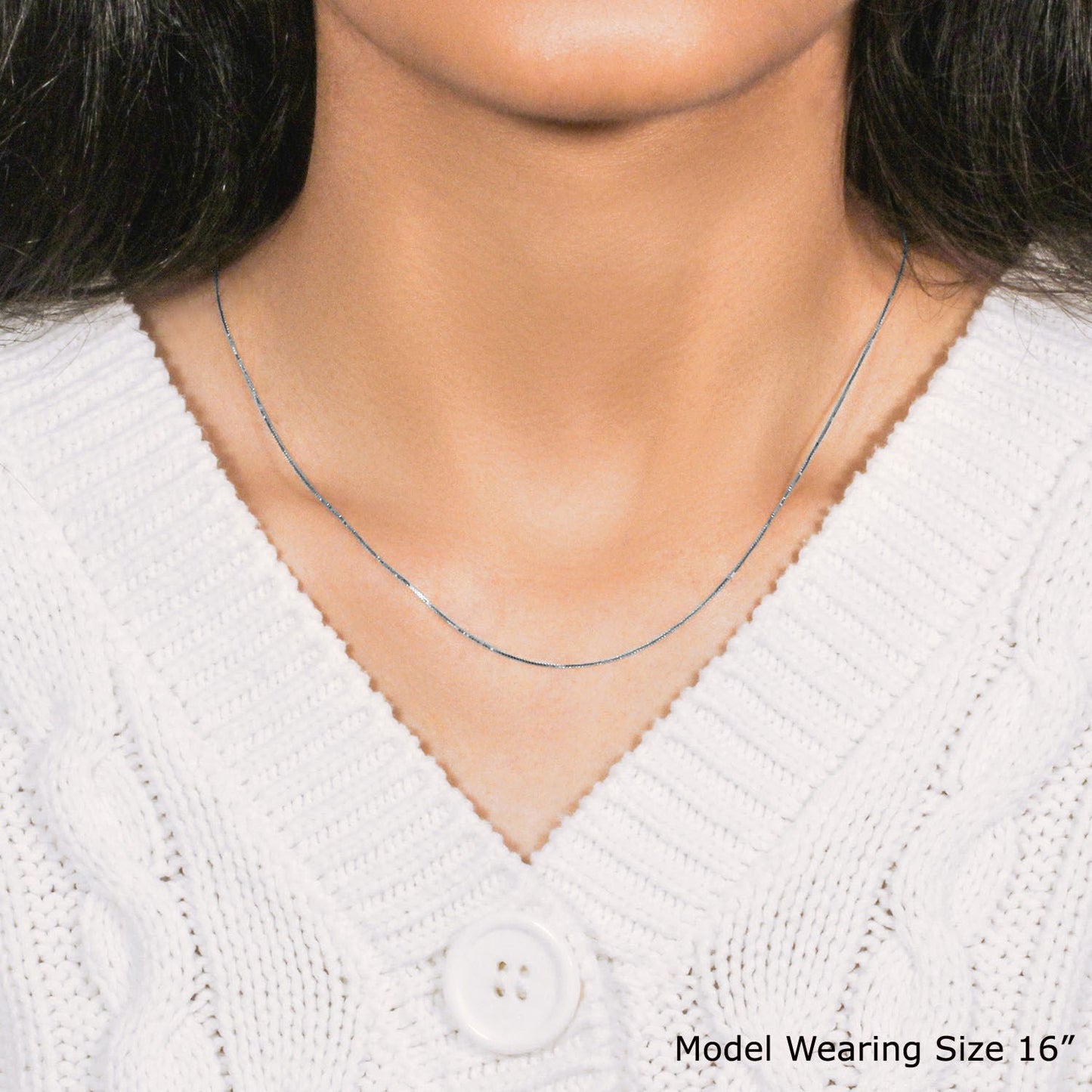 14k White Gold Classic Box Chain (0.60 mm)
