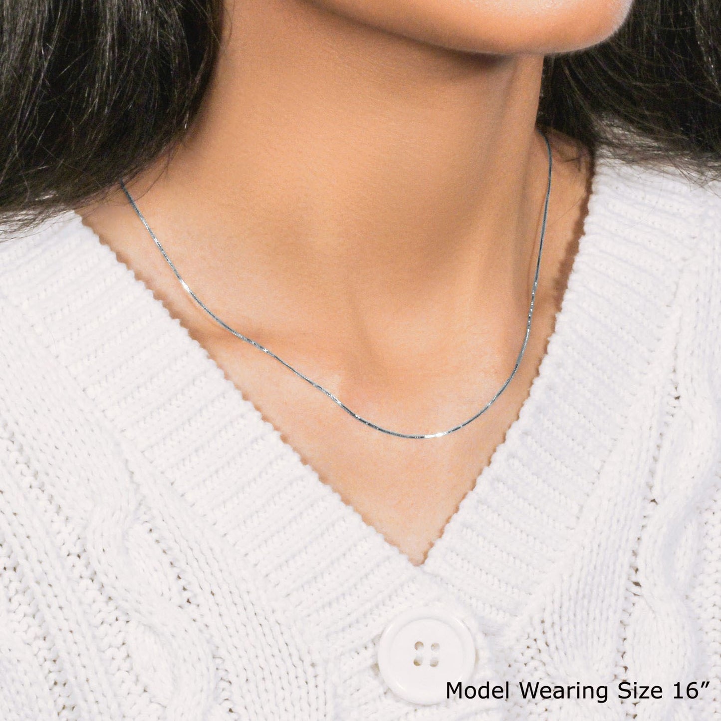 14k White Gold Classic Box Chain (0.60 mm)