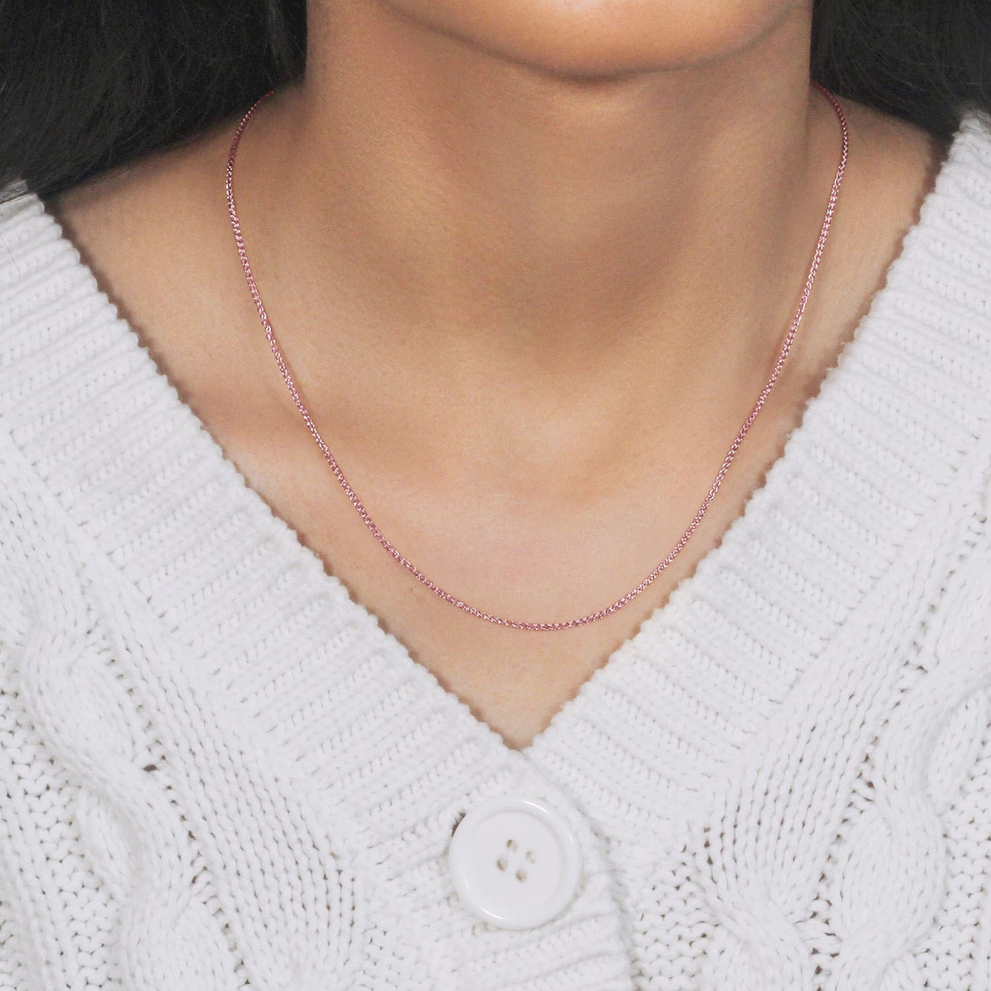 14k Rose Gold Diamond Cut Round Wheat Chain (1.20 mm)