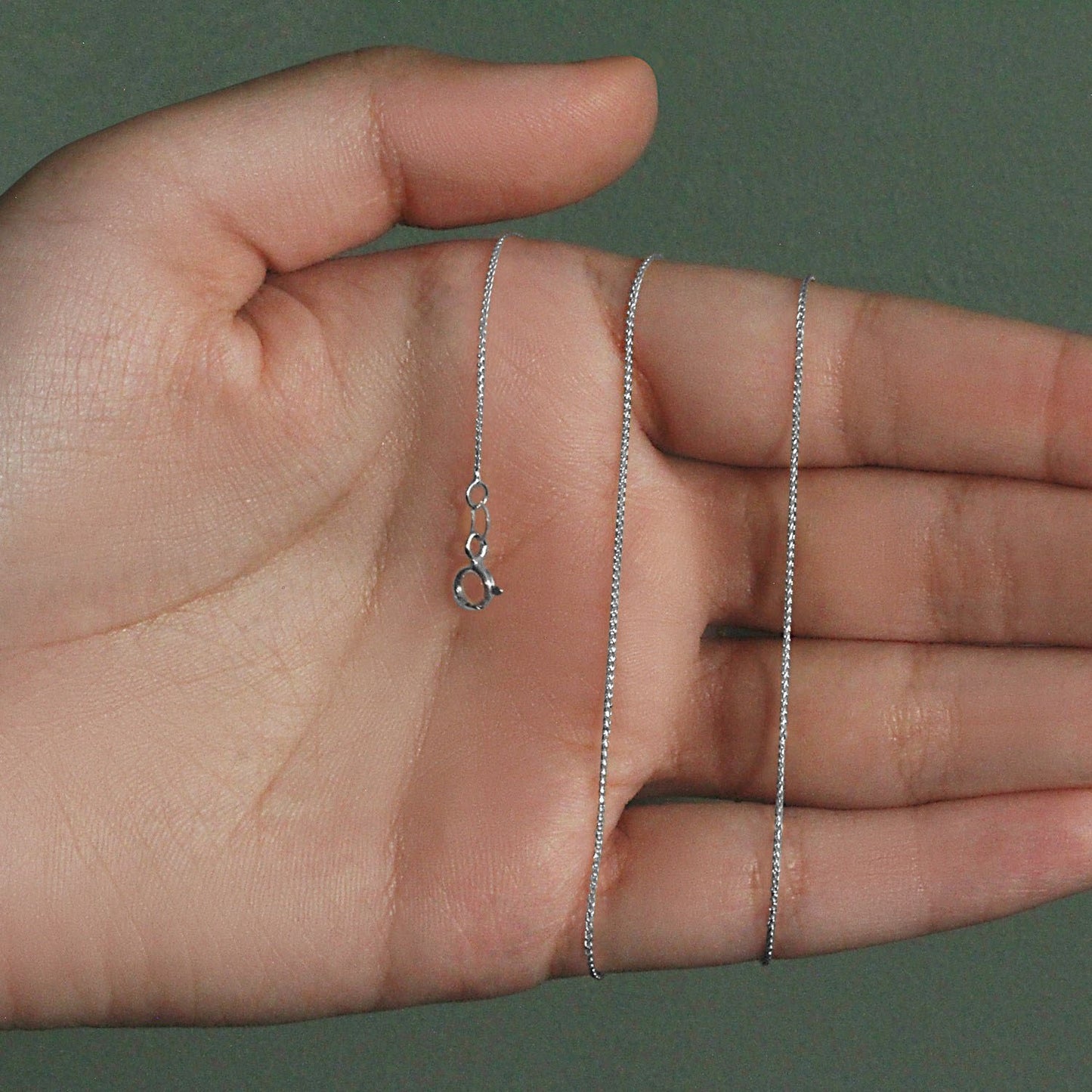 14k White Gold Diamond Cut Round Wheat Chain (0.60 mm)
