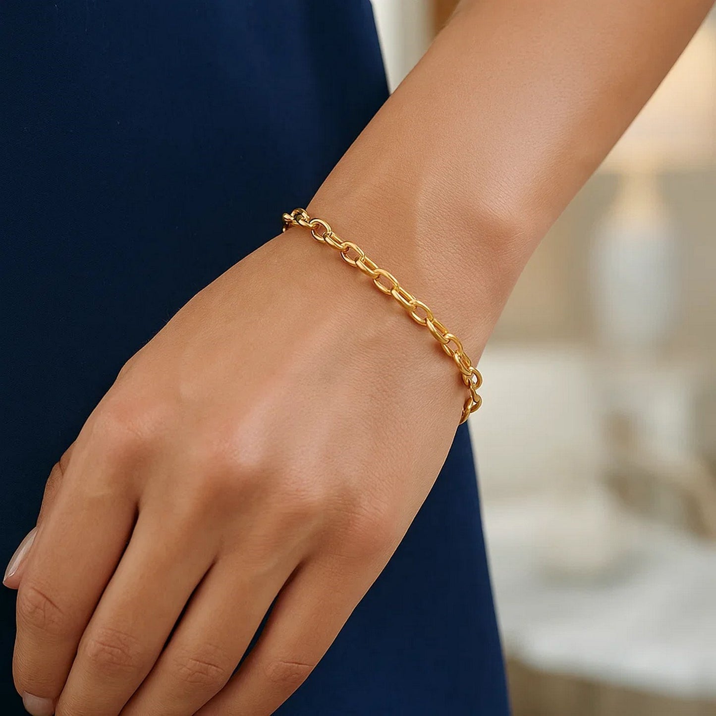 14k Yellow Gold Oval Rolo Bracelet (3.20 mm)