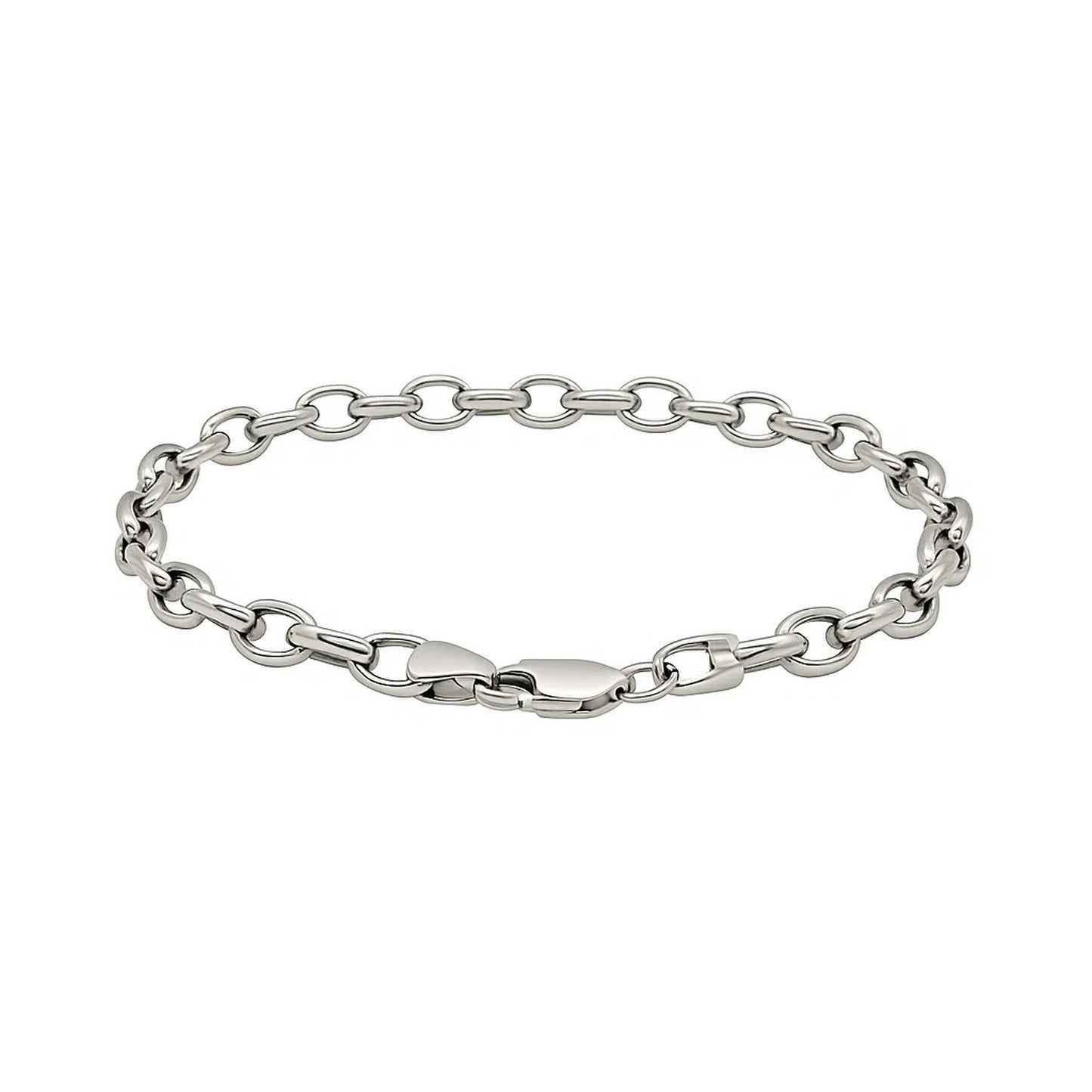 14k White Gold Oval Rolo Bracelet (4.60 mm)