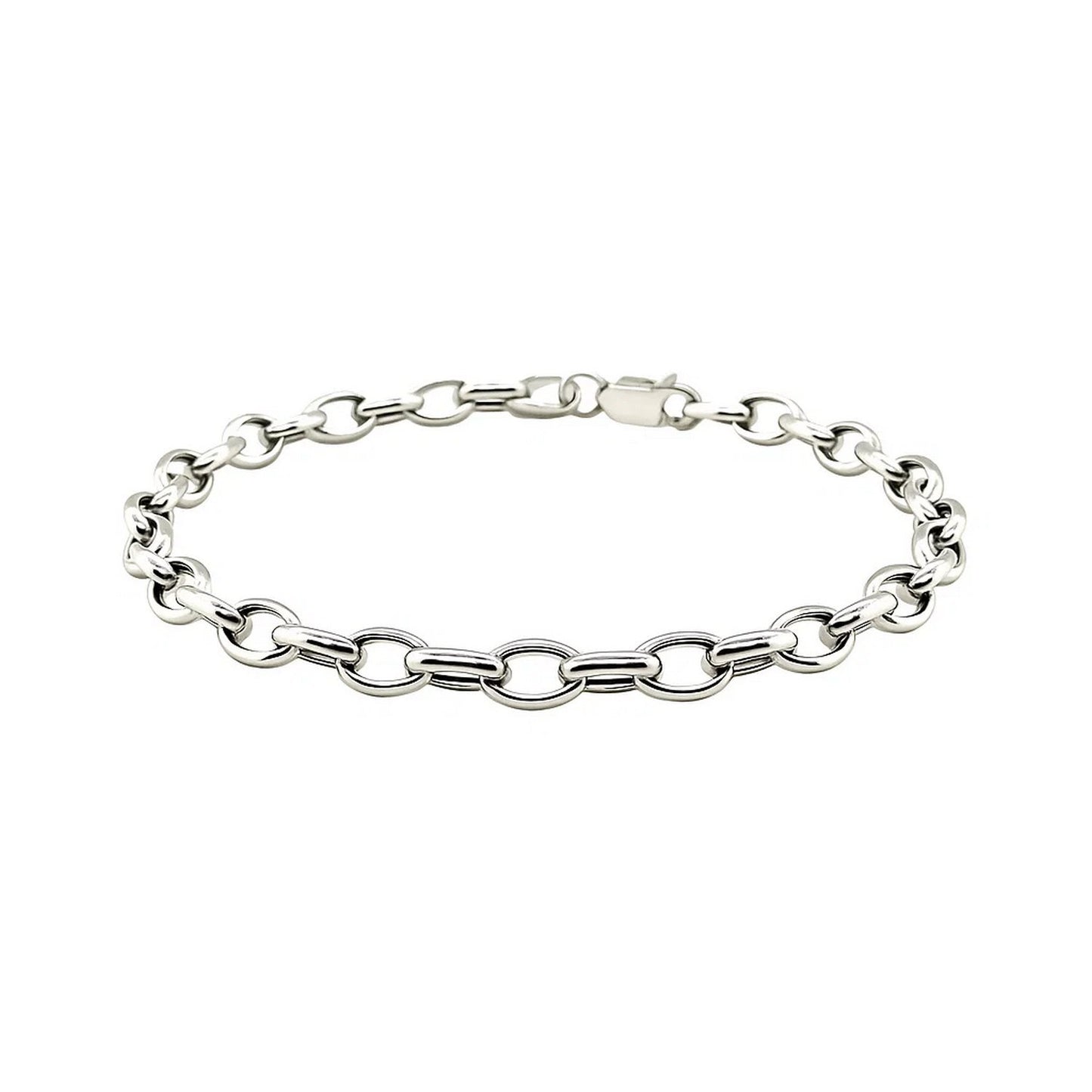 14k White Gold Oval Rolo Bracelet (4.60 mm)