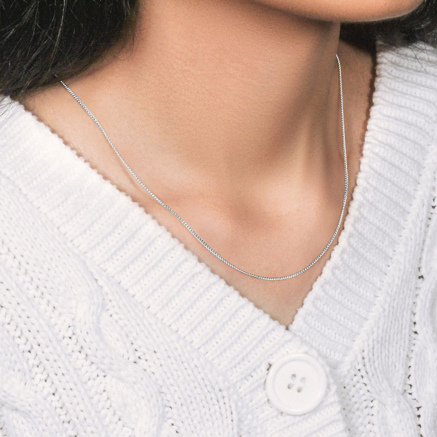14k White Gold Gourmette Chain (1.40 mm)