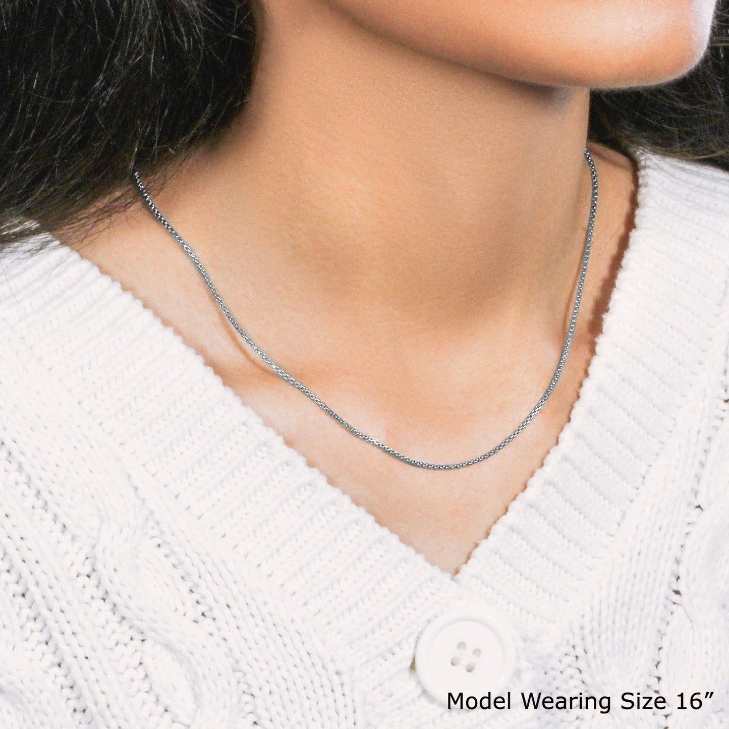 14k White Gold Round Box Chain (1.3 mm)