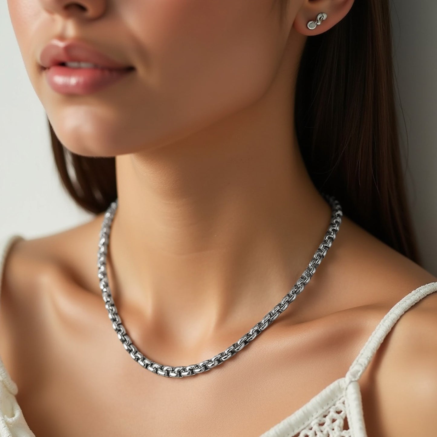 14k White Gold Round Box Chain (1.3 mm)