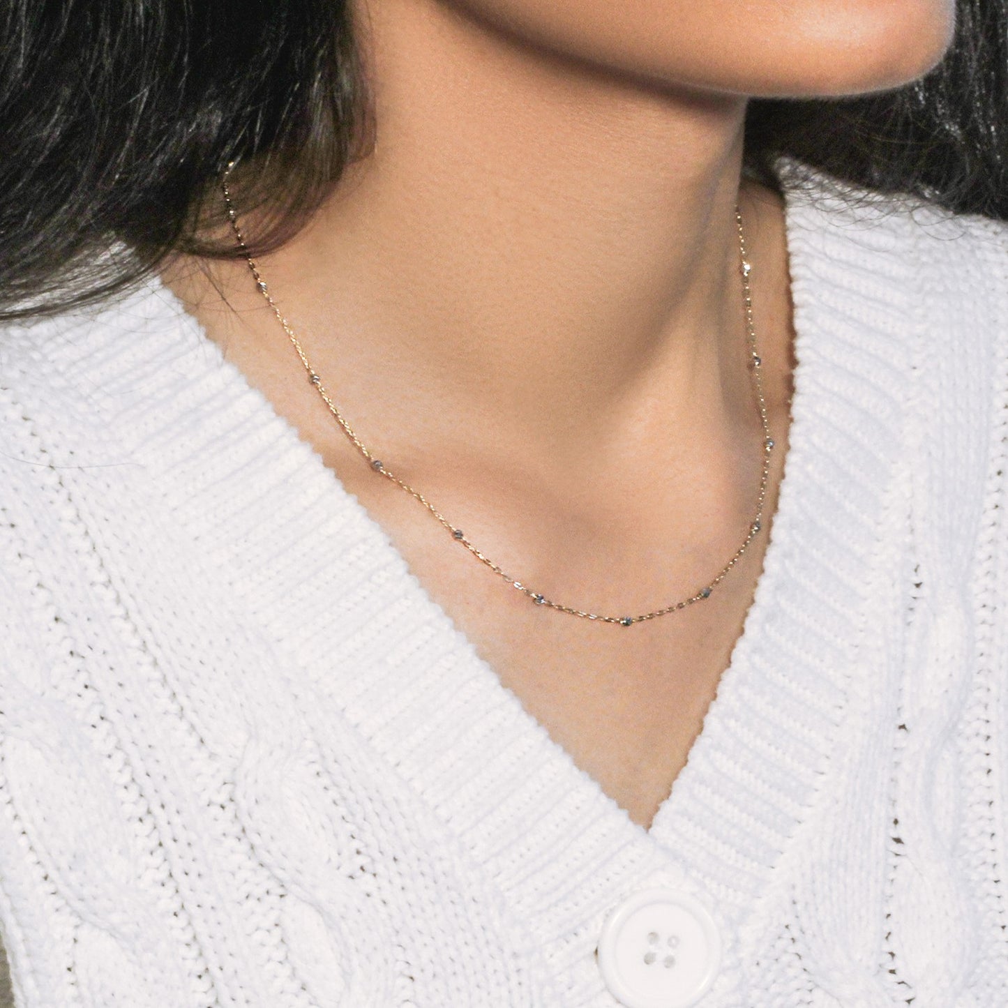 Diamond Cut Bead Links Pendant Chain in Two Tone Gold (3.50 mm)