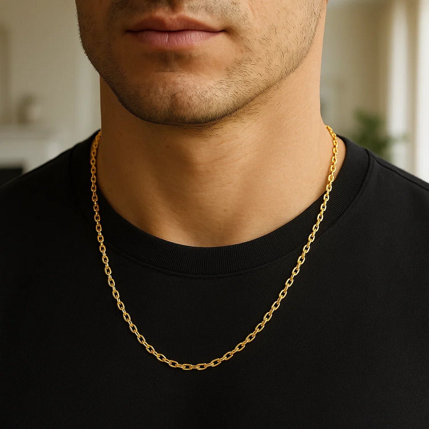14k Yellow Gold Diamond Cut Cable Link Chain (2.60 mm)