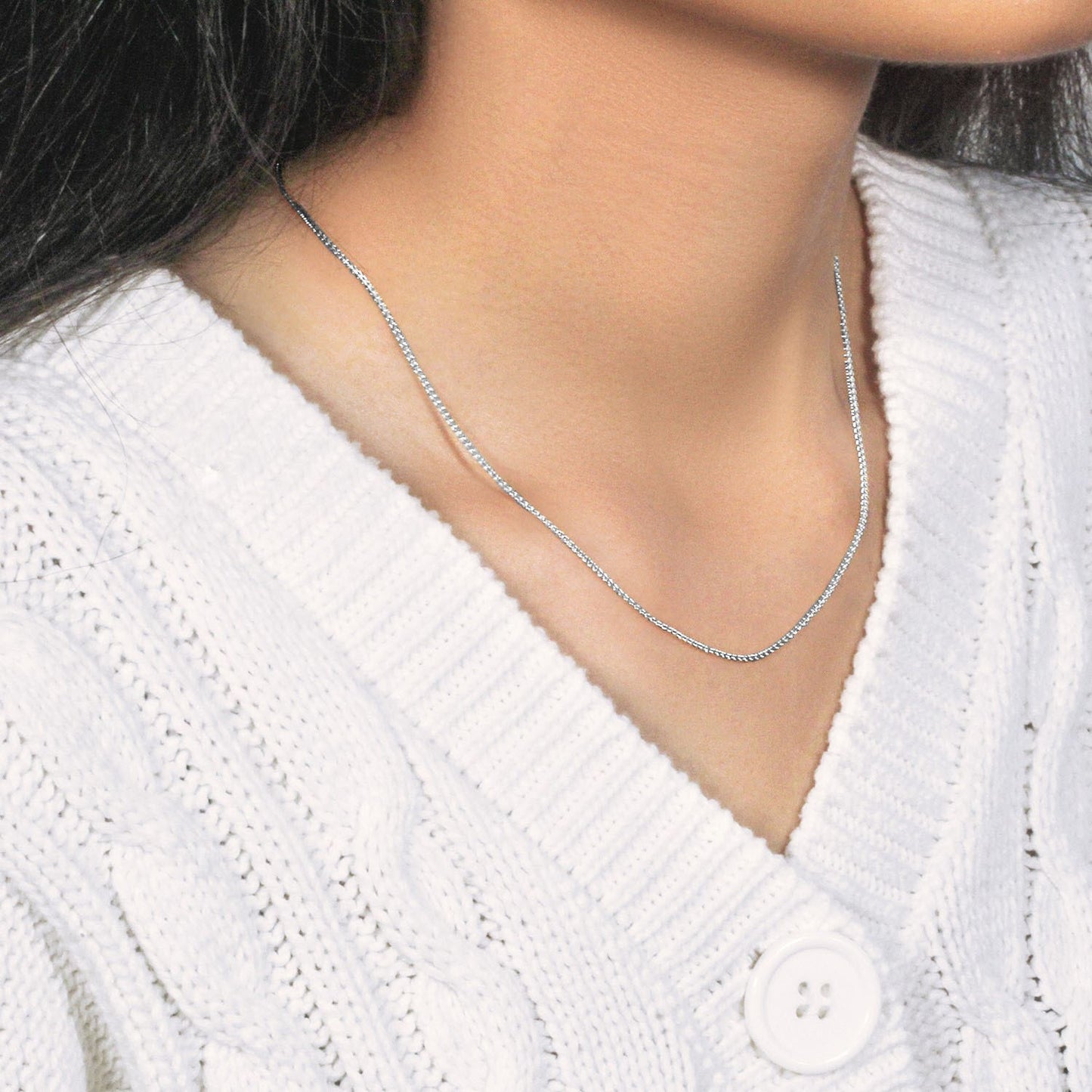 14k White Gold Round Wheat Chain (1.2 mm)