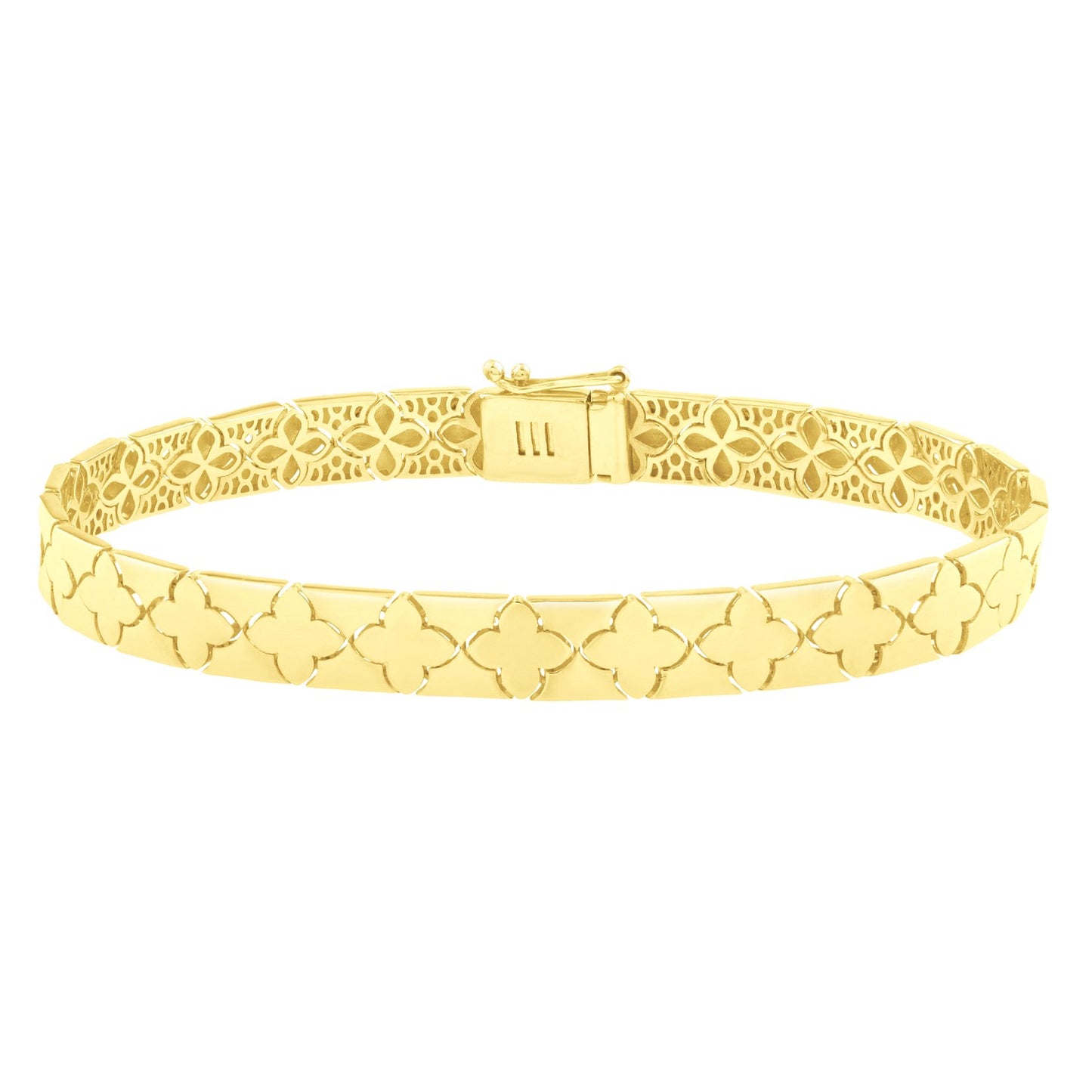 Nature Inspired Clover Bracelet in 14K Yellow Gold (6.50 mm)
