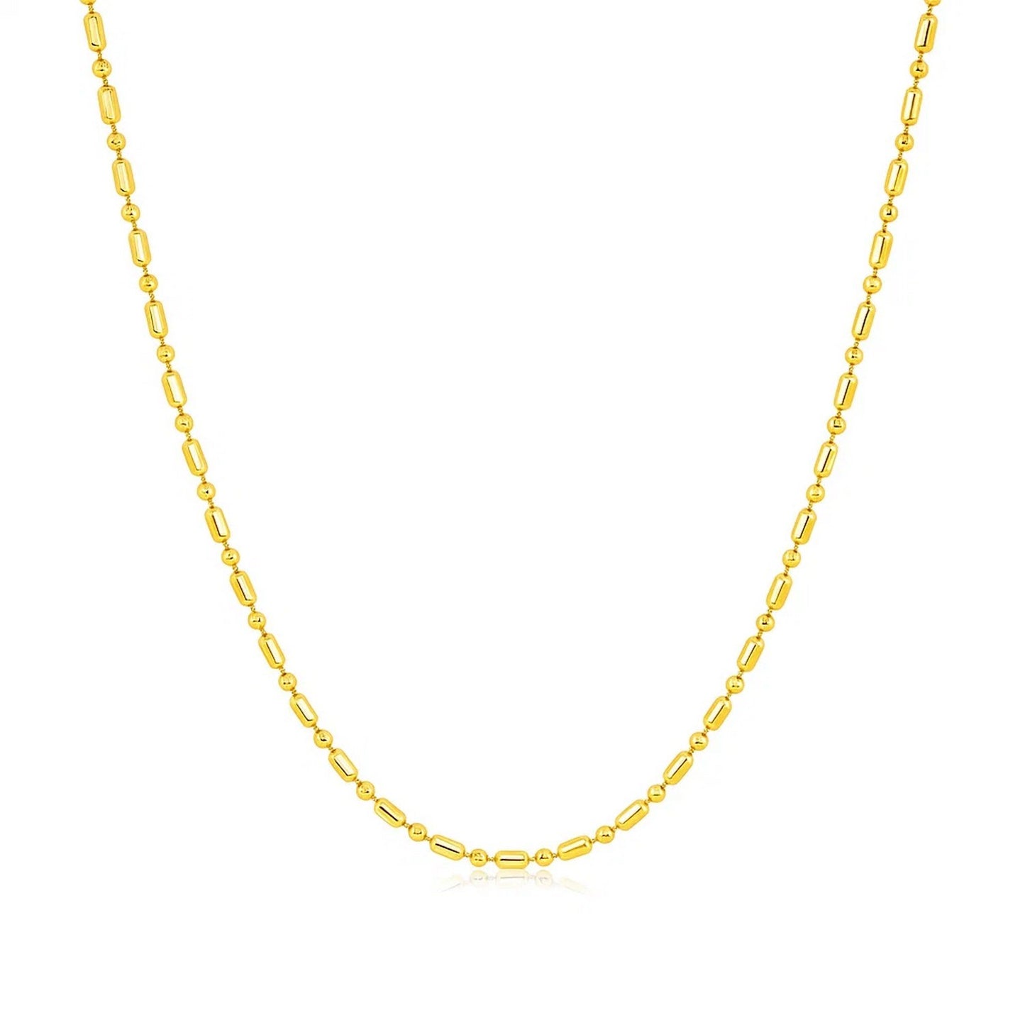 14k Yellow Gold Diamond-Cut Alternating Bead Chain (1.10 mm)