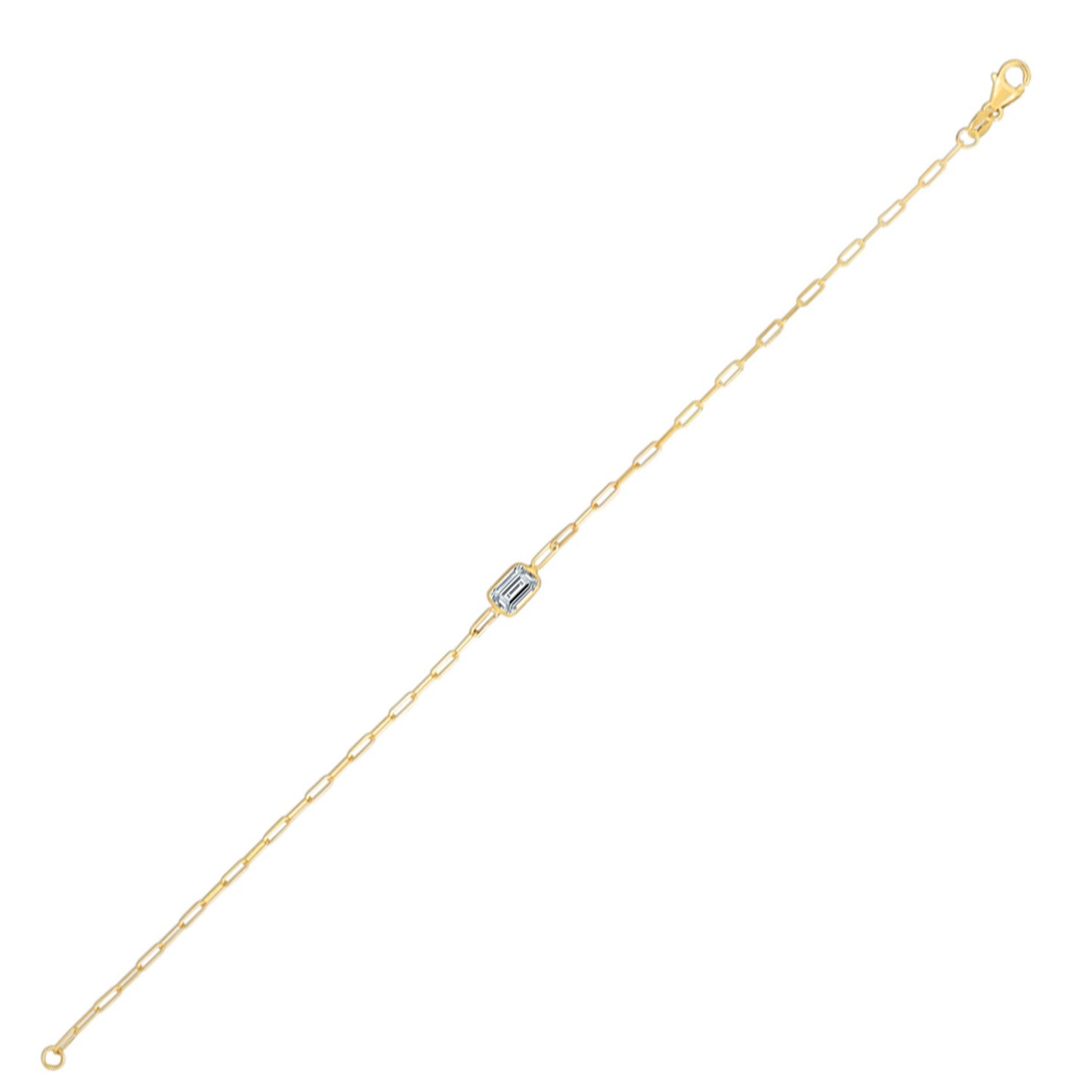 14K Yellow Gold White Topaz Paperclip Bracelet (1.50 mm)