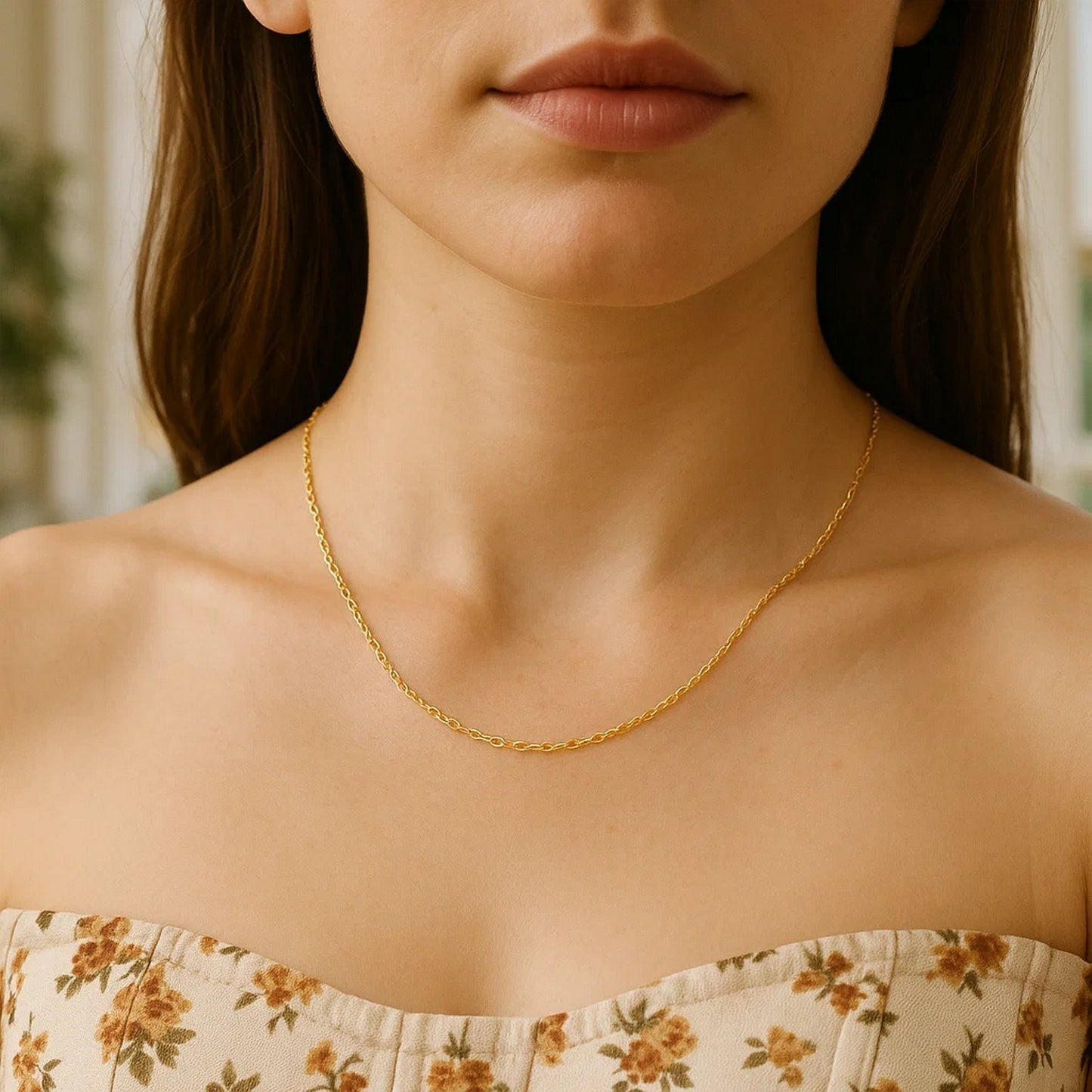 14k Yellow Gold Round Cable Link Chain (1.10 mm)