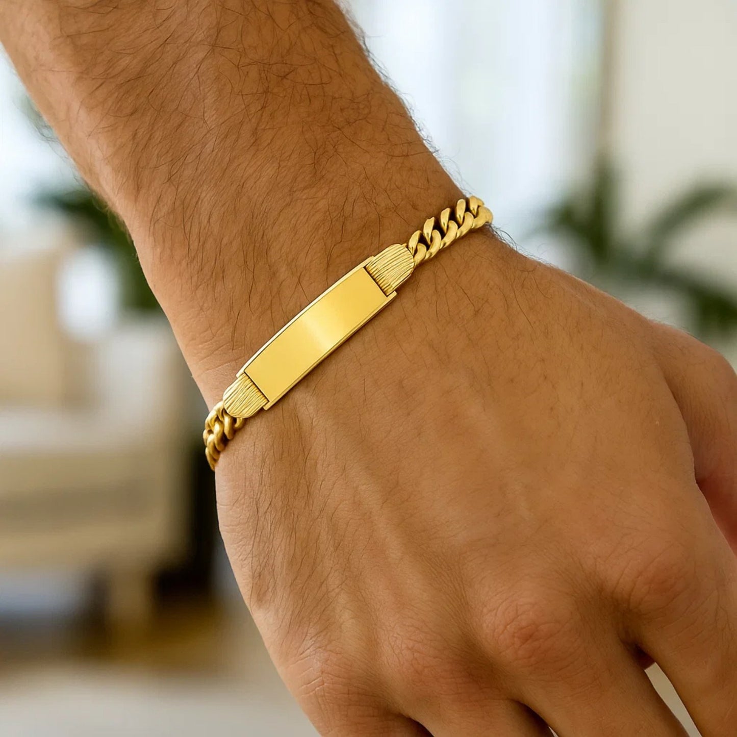 14K Yellow Gold Lite Cuban ID Bracelet (7.20 mm)