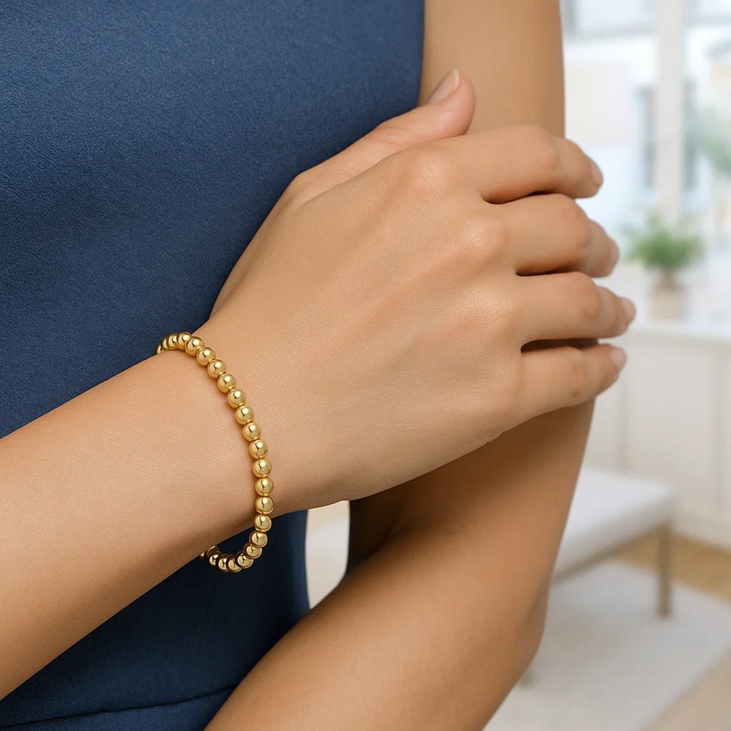 14k Yellow Gold Bead Bracelet (4.00 mm)