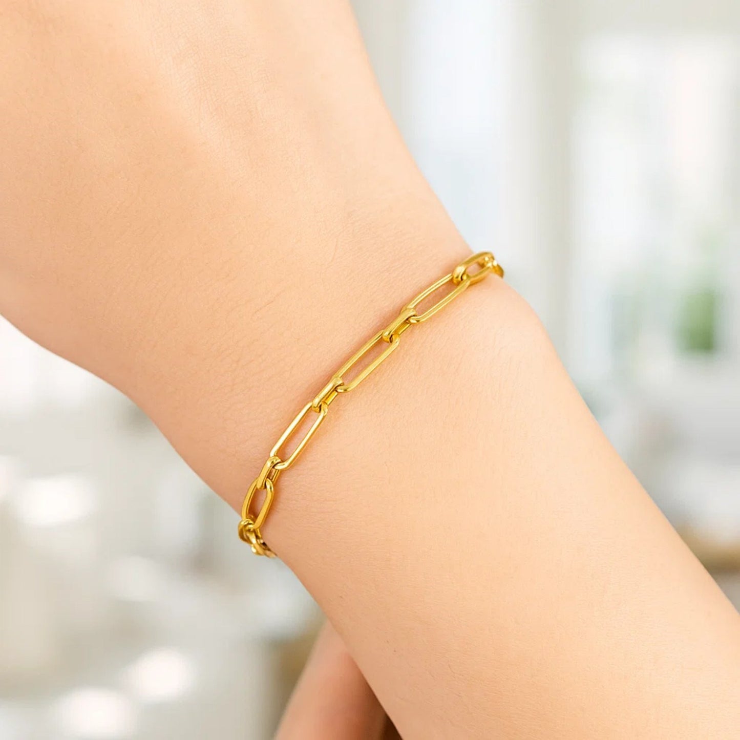14k Yellow Gold Alternating Paperclip Bracelet (2.80 mm)