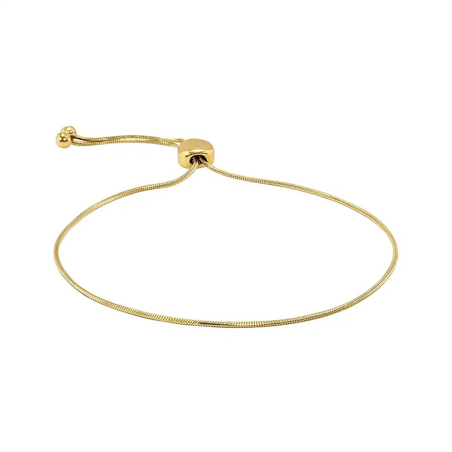 14k Yellow Gold Adjustable Lariat Style Heart Motif Bracelet (1.00 mm)