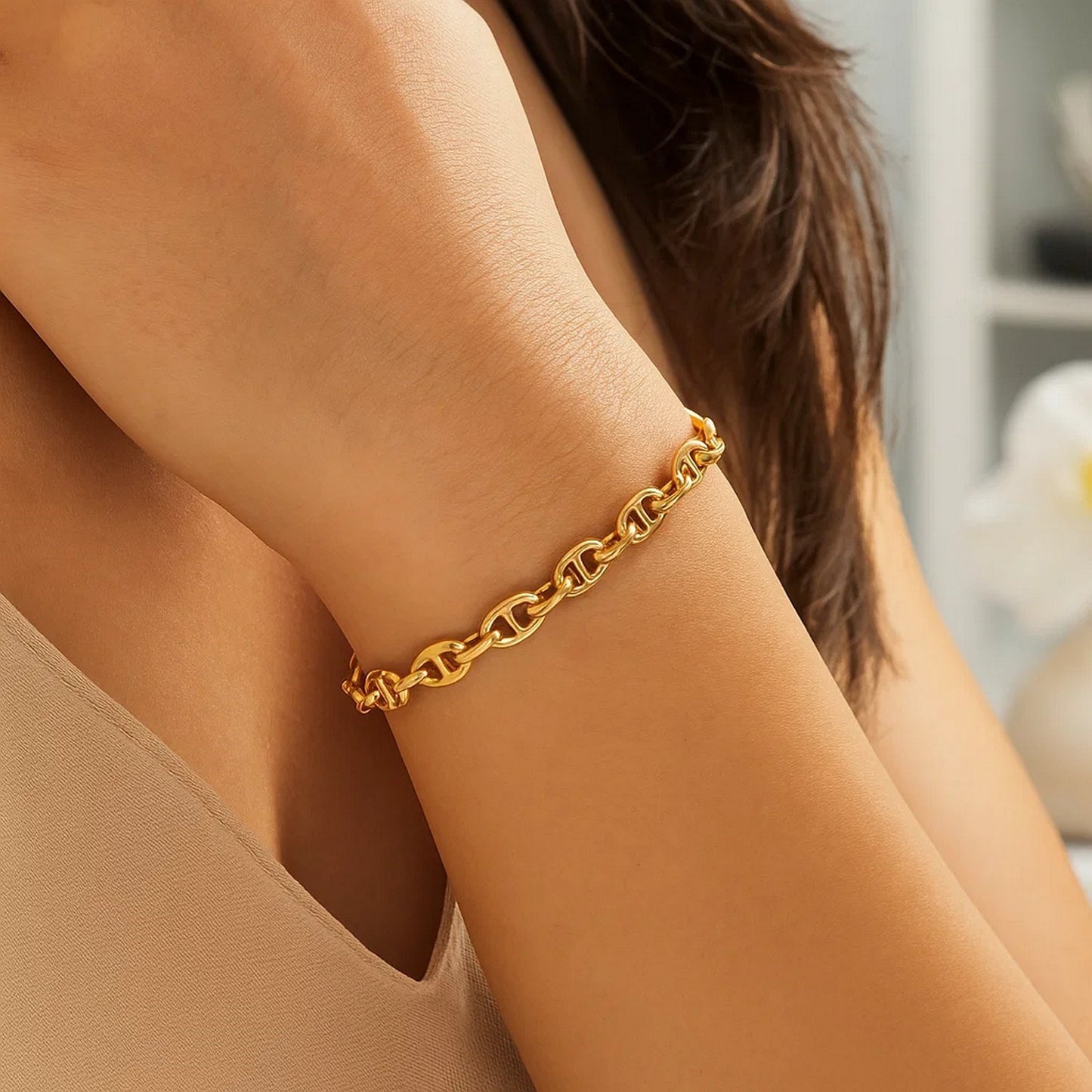 14k Yellow Gold High Polish Mariner Link Bracelet (5.40 mm)