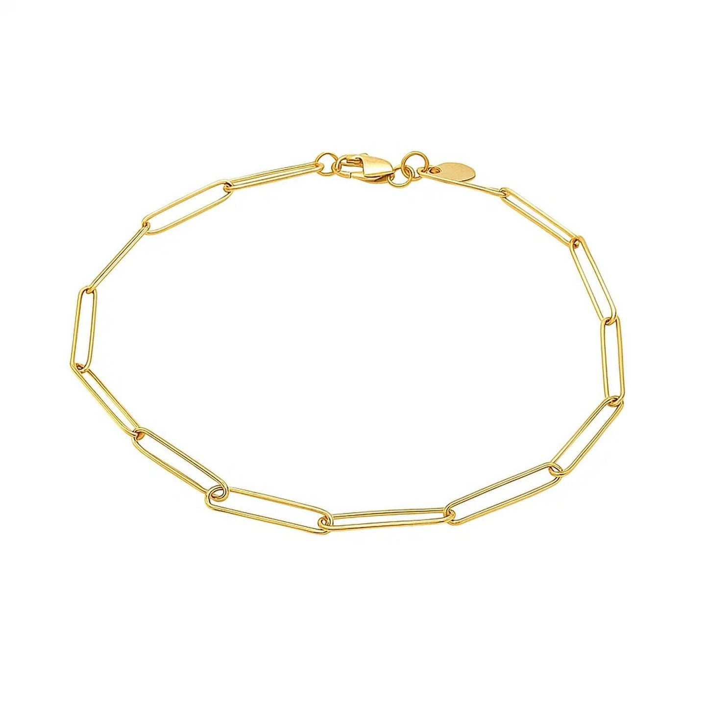 14k Yellow Gold Wire Paperclip Bracelet (2.70 mm)