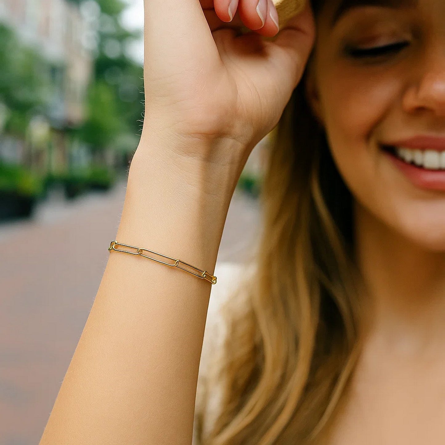 14k Yellow Gold Wire Paperclip Bracelet (2.70 mm)