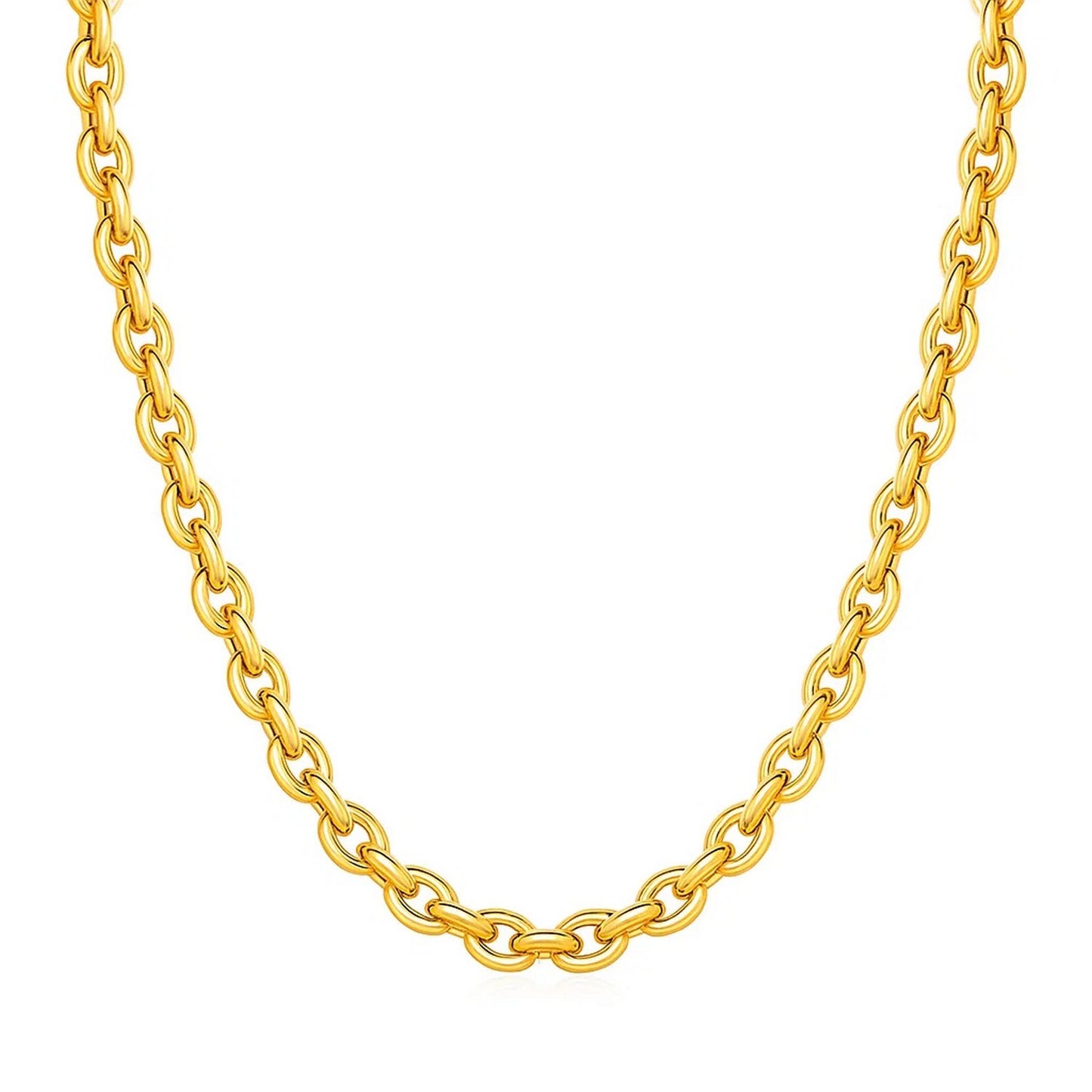 14k Yellow Gold Polished Oval Link Necklace