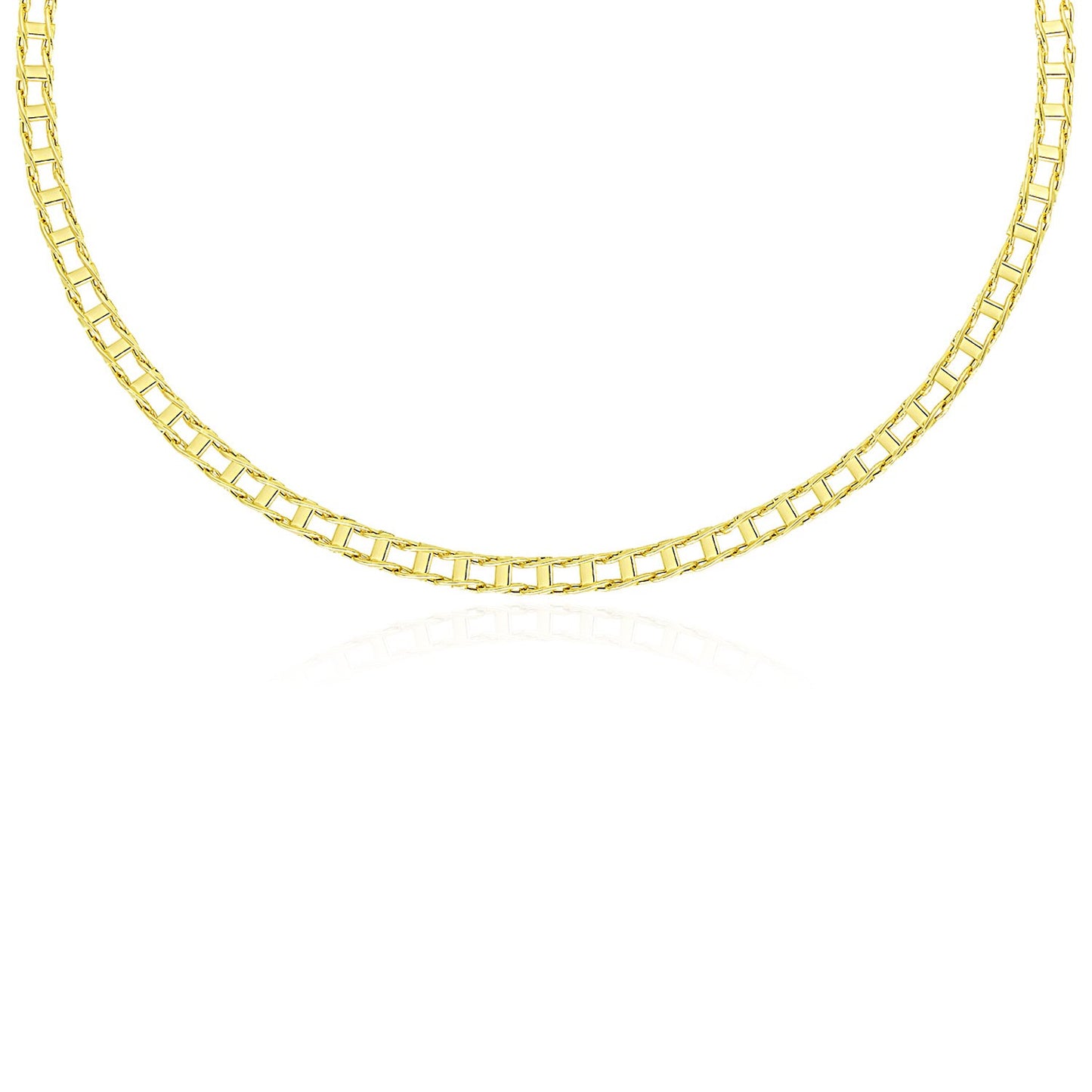 14k Yellow Gold Mens Necklace with Track Design Links (5.00 mm)