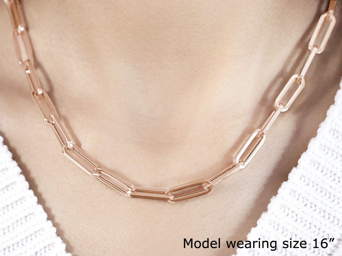 14K Rose Gold Wide Paperclip Chain (6.10 mm)
