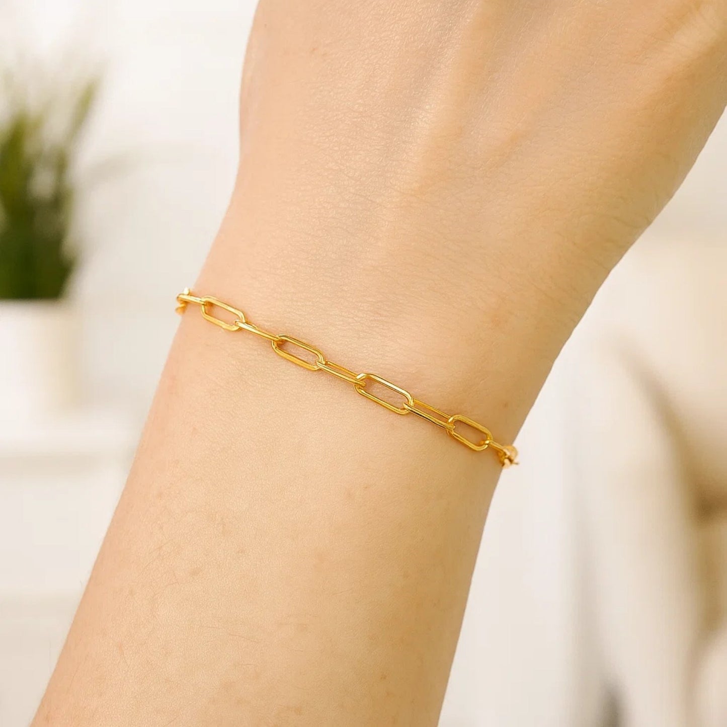 14K Yellow Gold Paperclip Bracelet (3.50 mm)