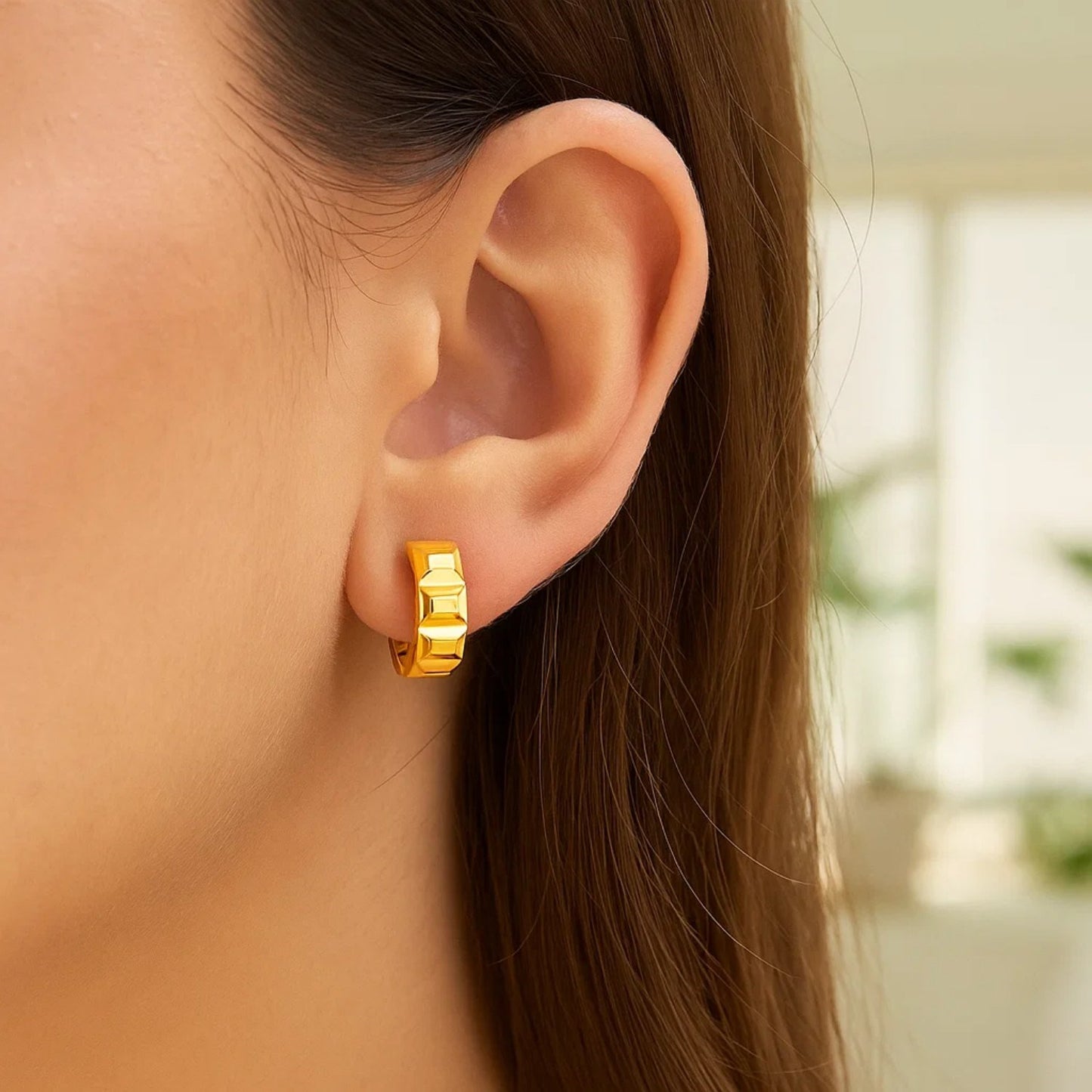 14K Yellow Gold J Hoop Earrings