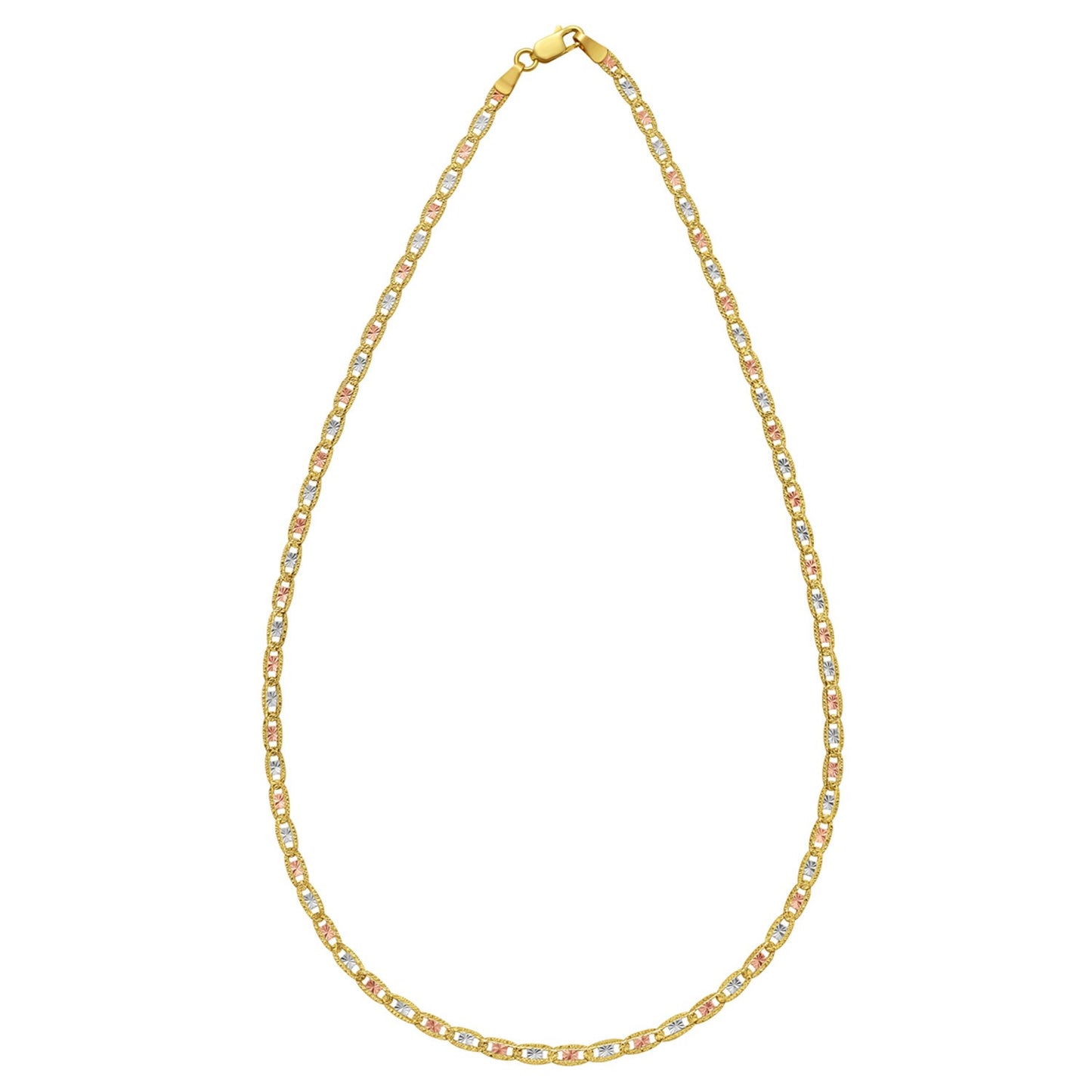 14K Tri Color Gold Pave Valentino Chain (3.00 mm)
