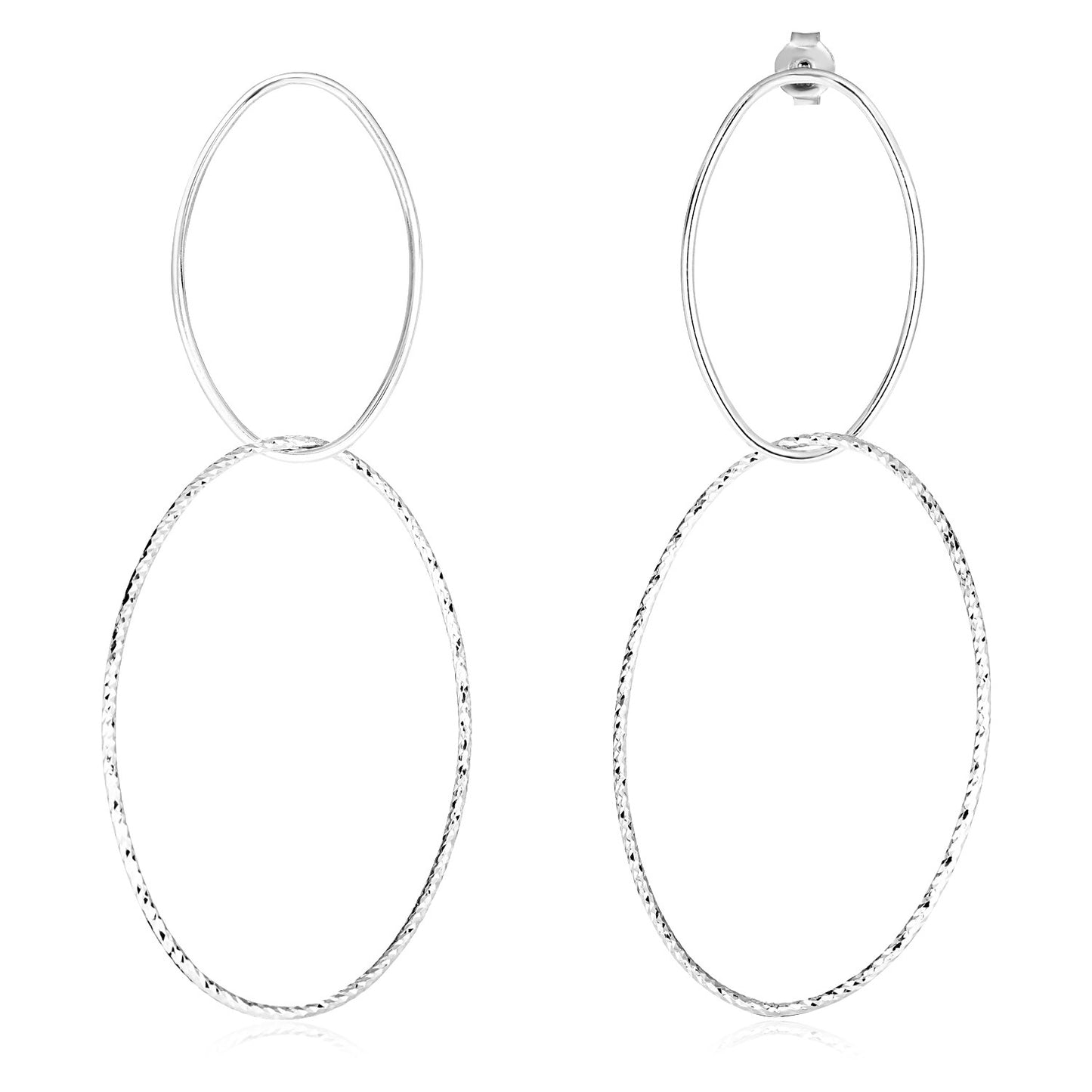 Sterling Silver Interlocking Oval Dangle Earrings