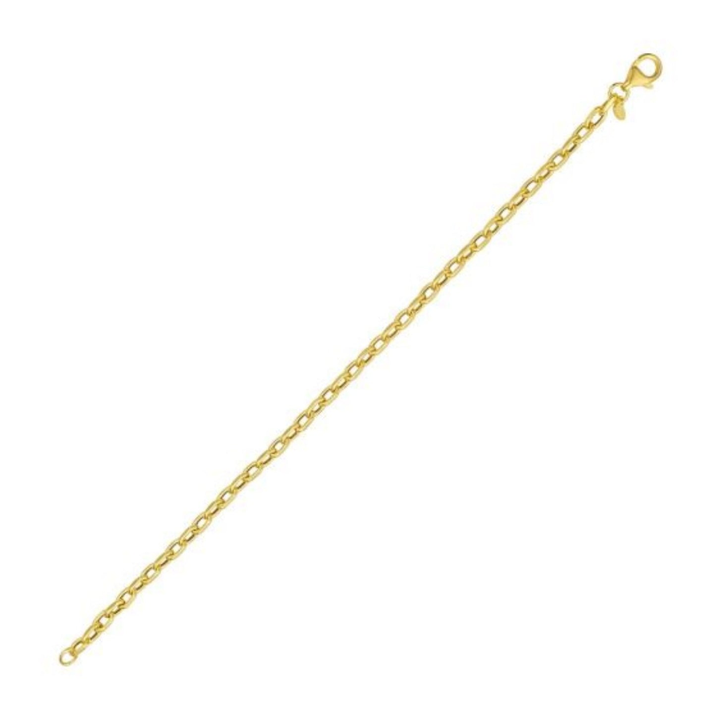 14K Yellow Gold Cable Chain Bracelet (3.30 mm)