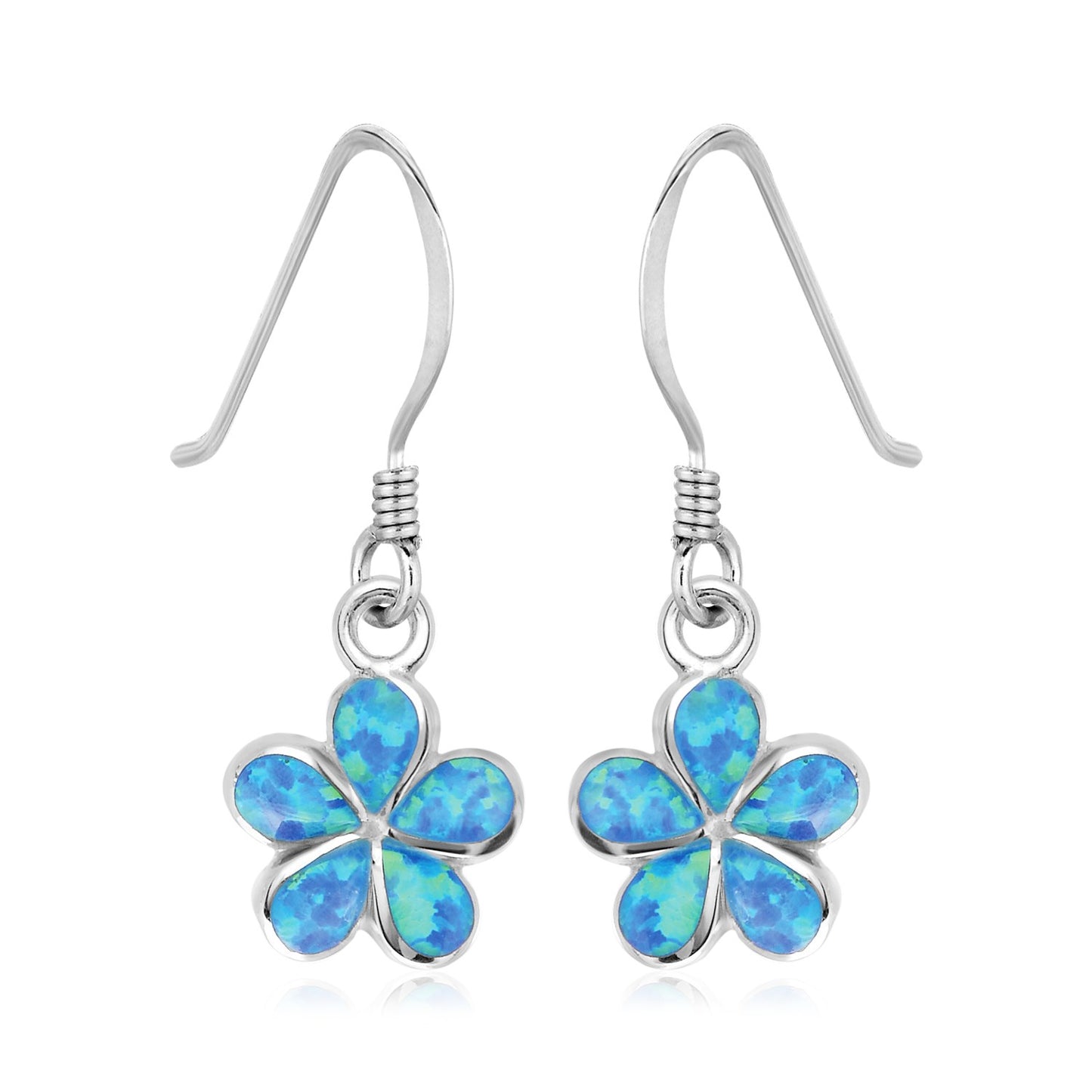 Sterling Silver Flower Dangle Earrings with Opal