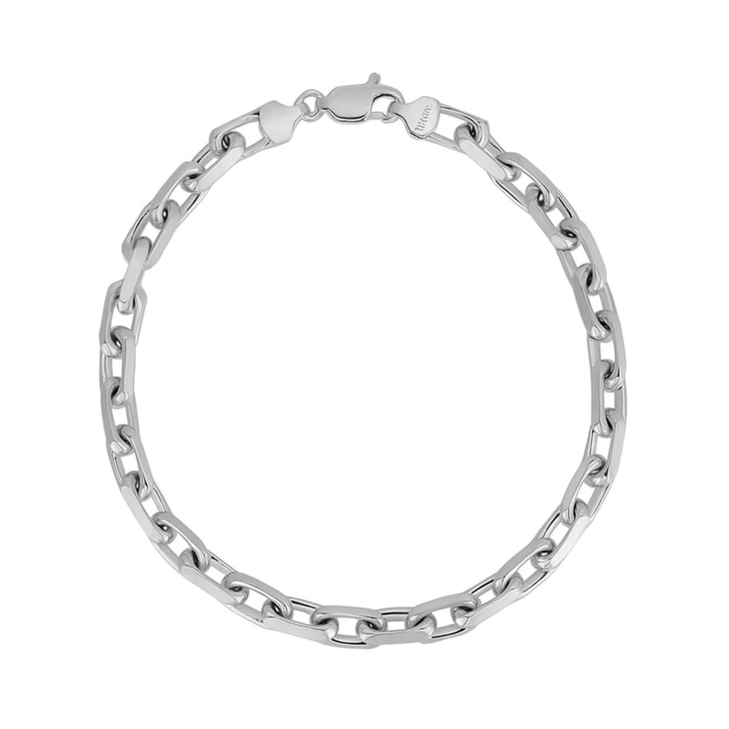 14k White Gold French Cable Chain Bracelet (4.80 mm)
