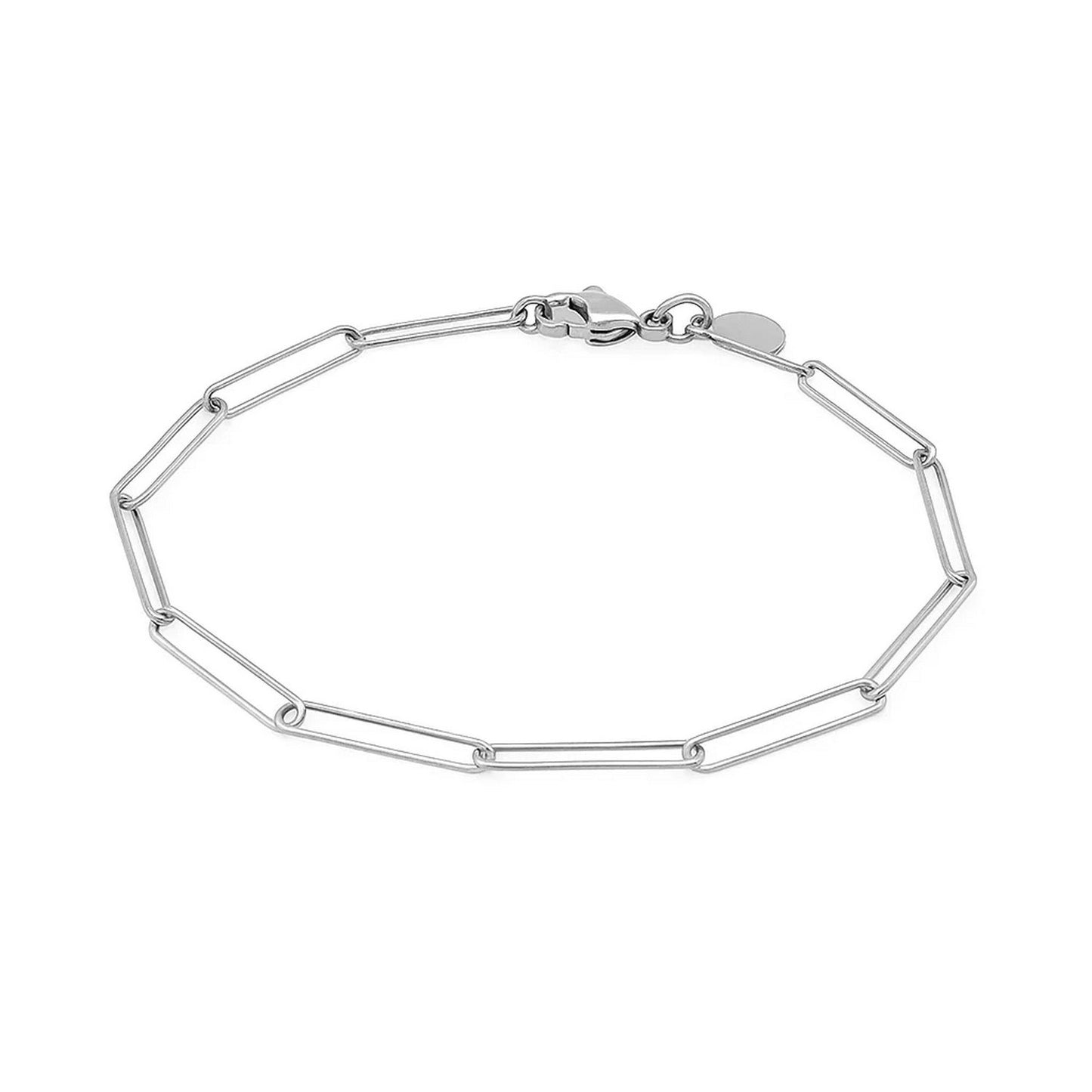 14k White Gold Wire Paperclip Bracelet (2.70 mm)
