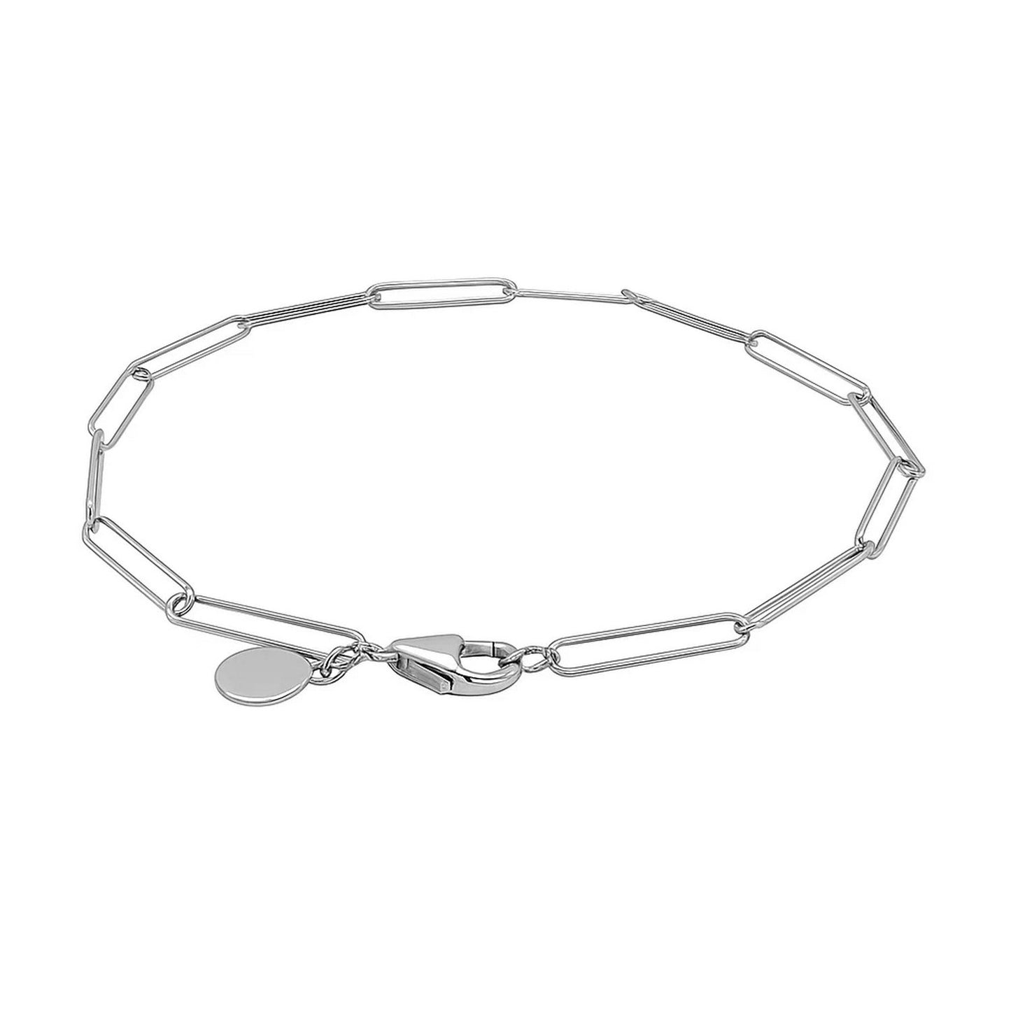 14k White Gold Wire Paperclip Bracelet (2.70 mm)