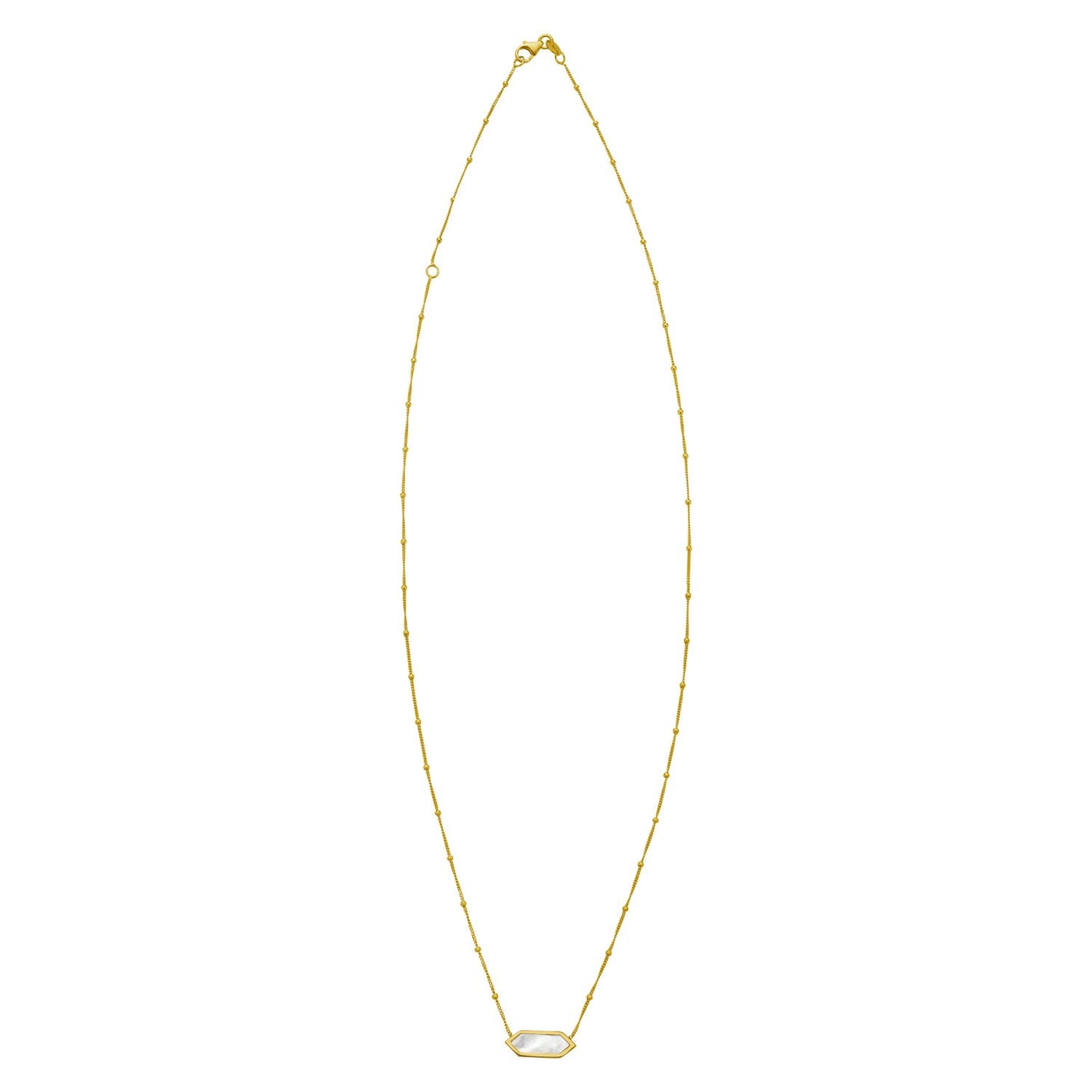 14K Yellow Gold Hexagon Mother Of Pearl Pendant Necklace