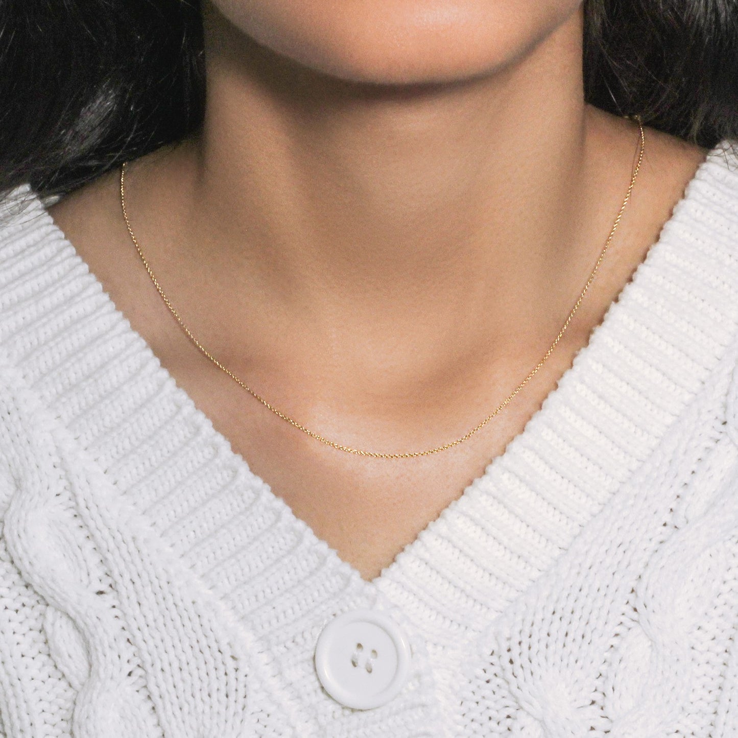 14k Yellow Gold Oval Cable Link Chain (0.85 mm)