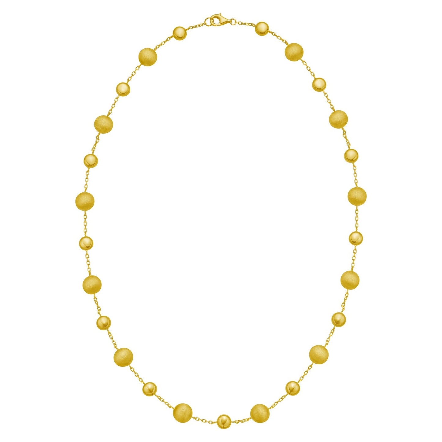 14K Yellow Gold Polished and Satin Pebble Necklace