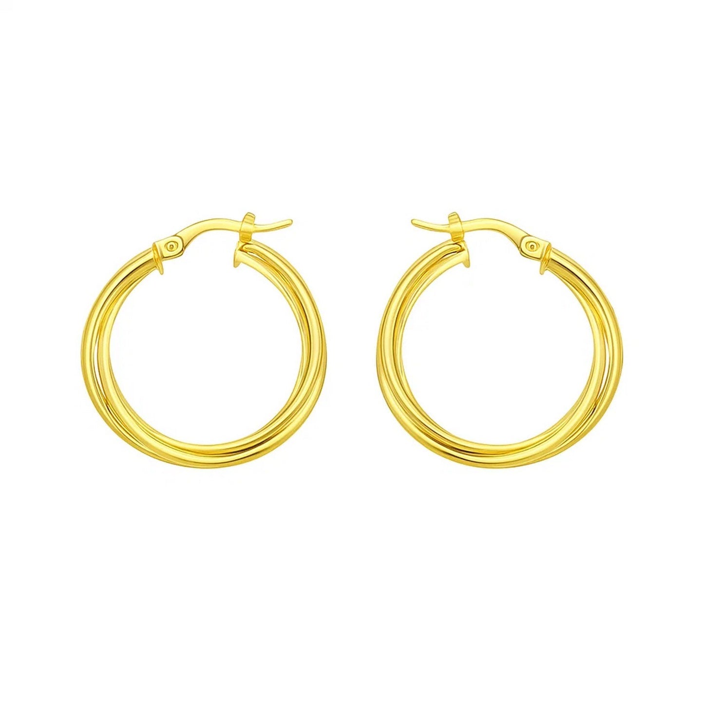 14K Yellow Gold Interlocking Medium Trinity Hoop Earrings
