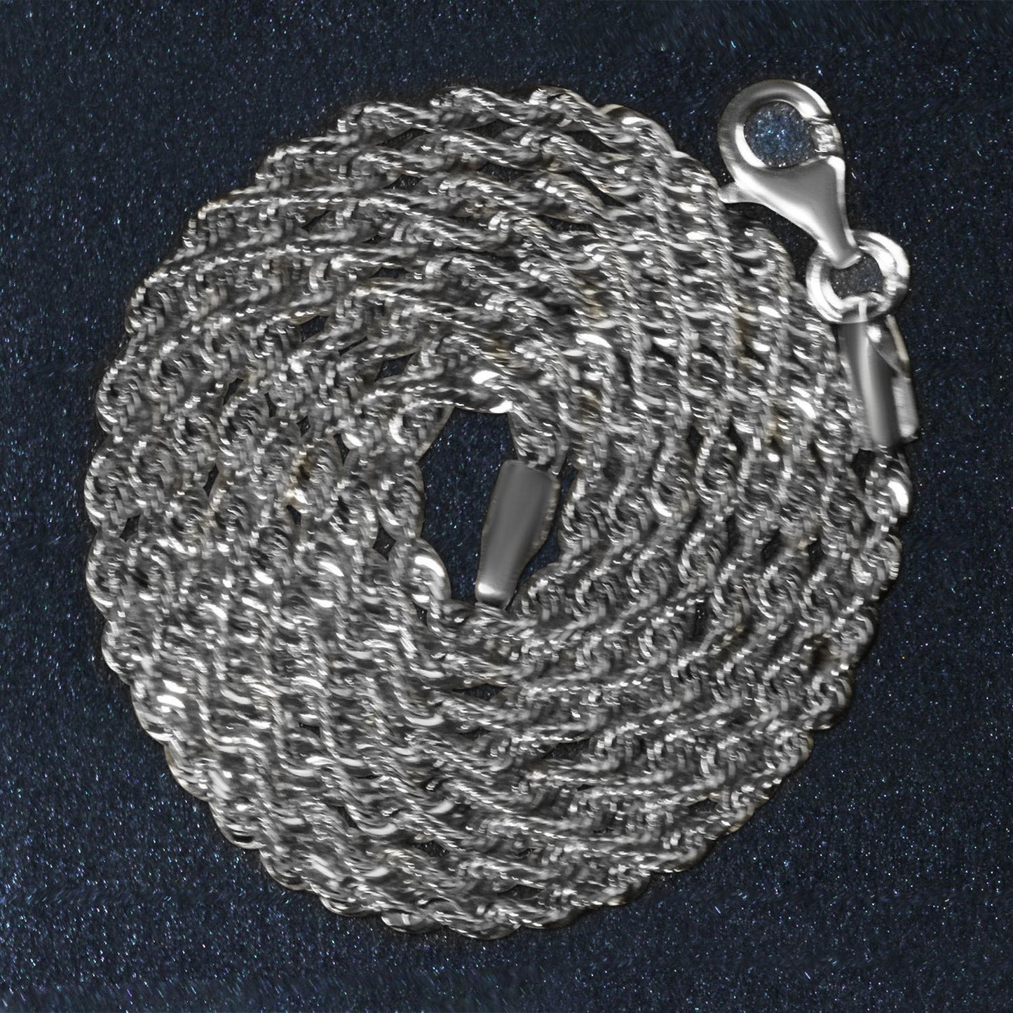14k White Gold Solid Diamond Cut Rope Chain (1.80 mm)