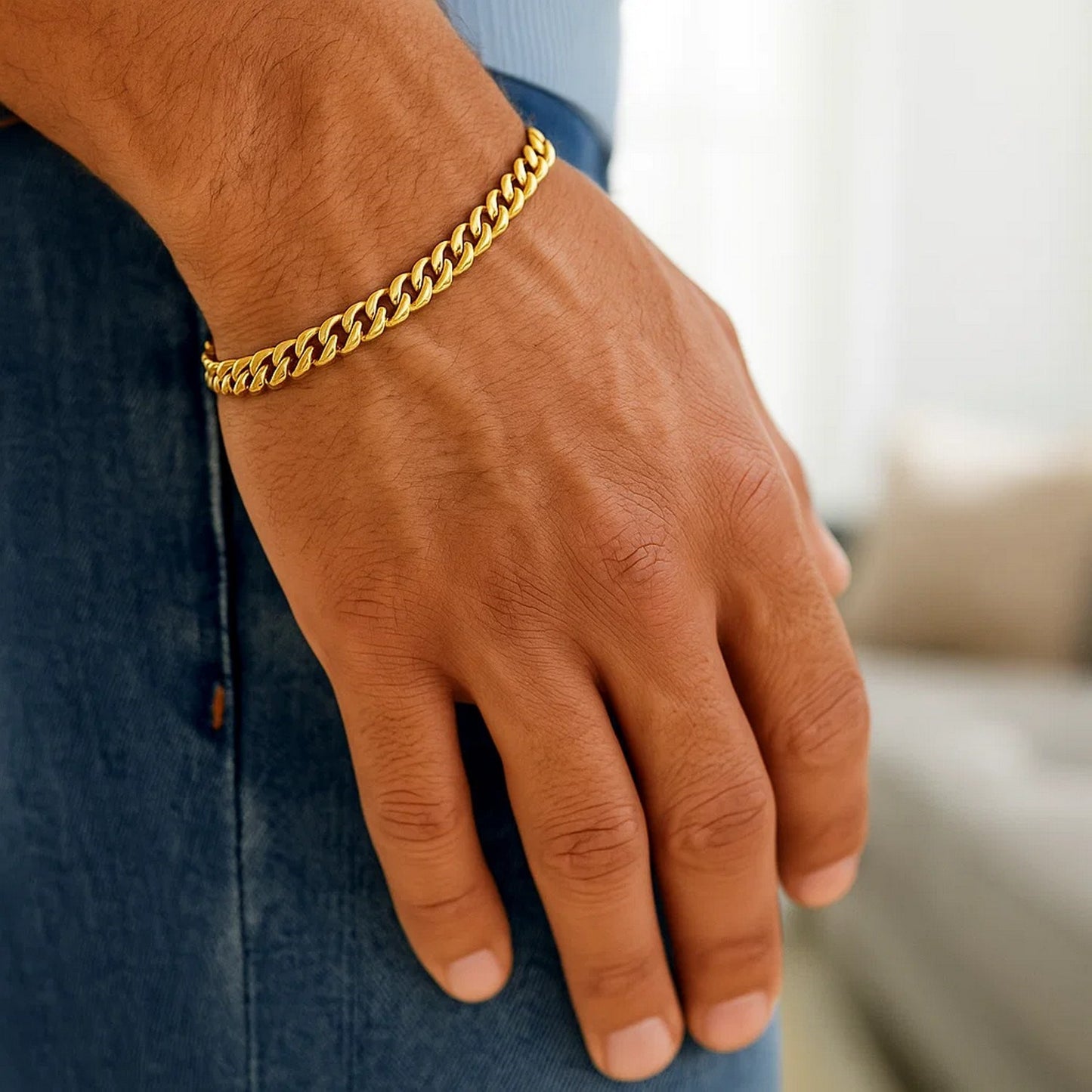 14k Yellow Gold Classic Miami Cuban Solid Bracelet (5.00 mm)