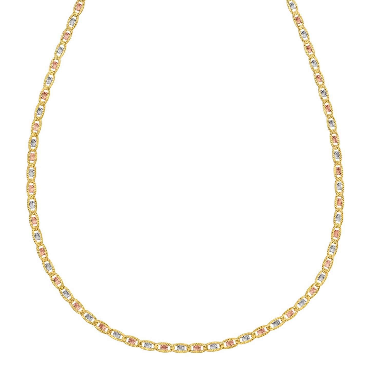 14K Tri Color Gold Pave Valentino Chain (2.50 mm)