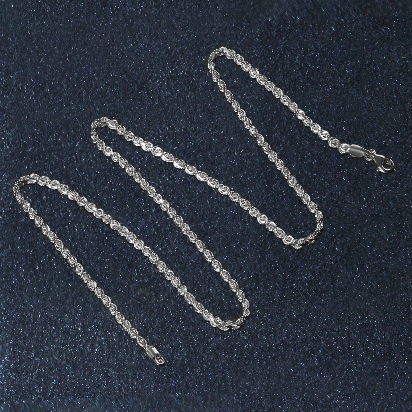 14k White Gold Solid Diamond Cut Rope Chain (2.50 mm)