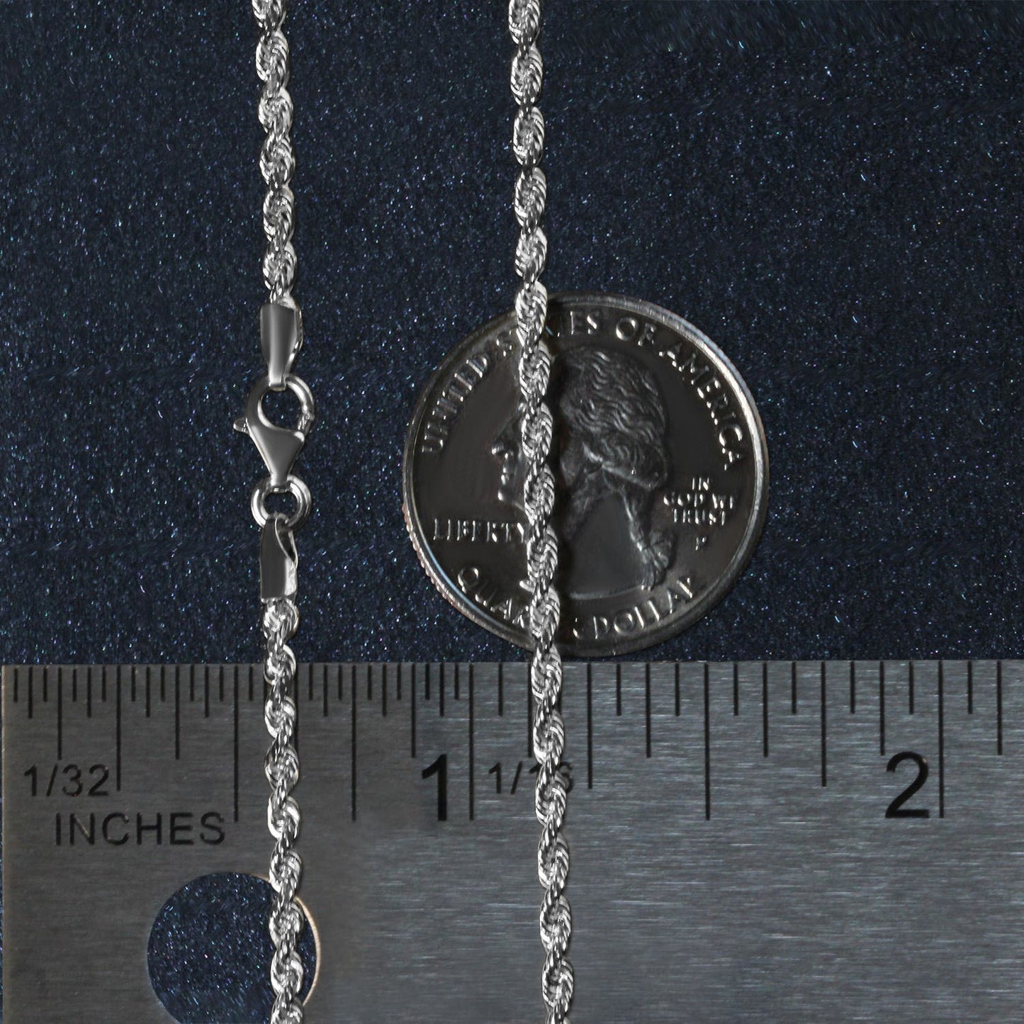 14k White Gold Solid Diamond Cut Rope Chain (2.50 mm)